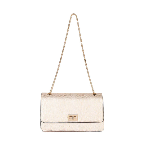 Carlton London Gold Croc-Embossed Chain Shoulder Bag