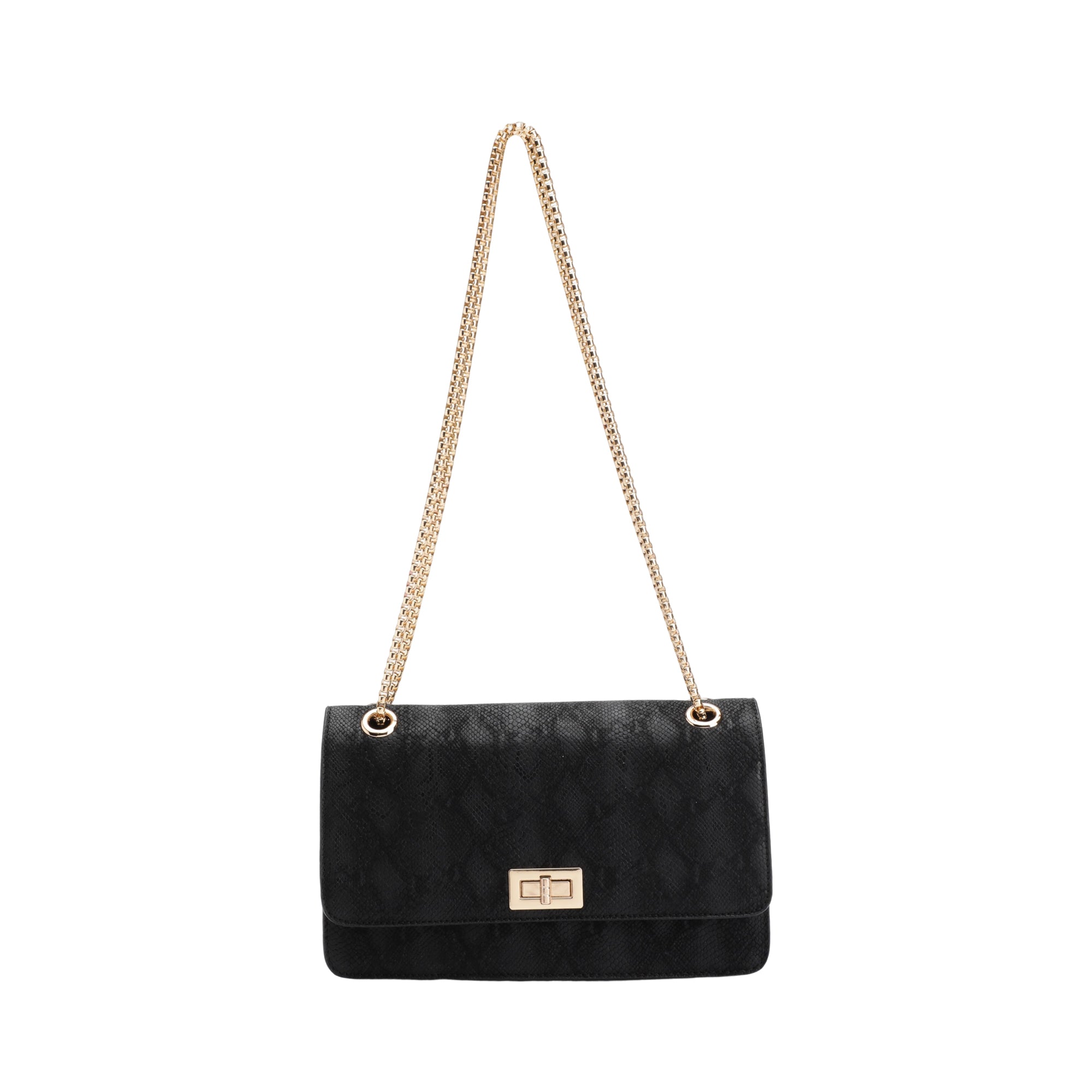 Carlton London Gold Croc-Embossed Chain Shoulder Bag