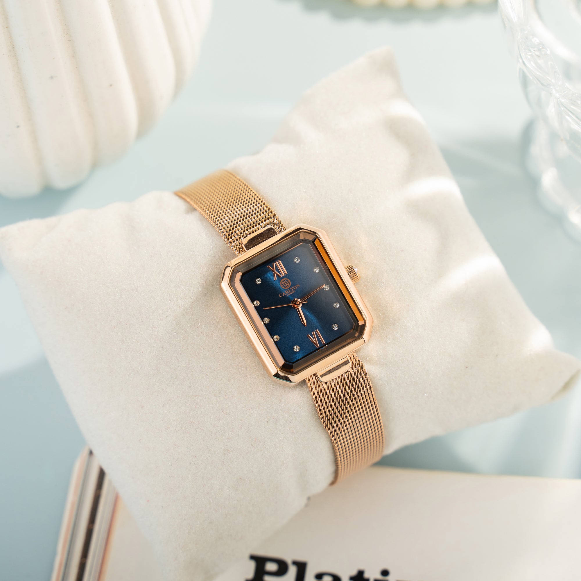 Brixton: Women's Blue/Rose Gold Analog Watch - CLRGMBLU