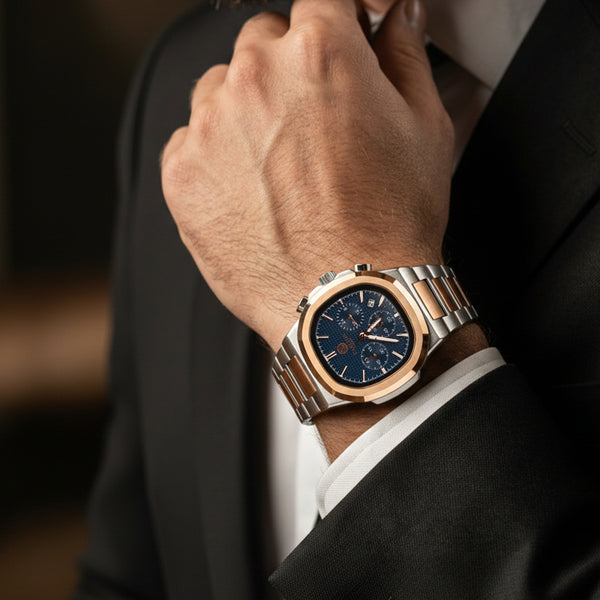 Parker: Men's Dual Tone - Blue Dial Analog Watch - CLSDTBLUM