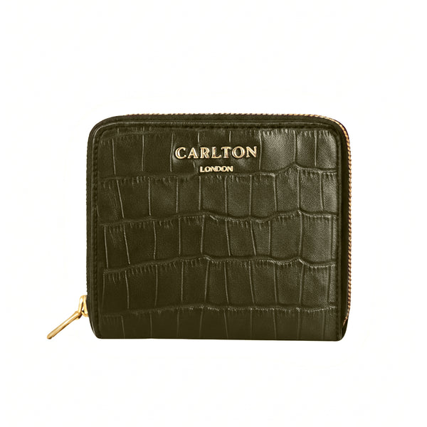 Carlton London Zip Around Textured Green Wallet - CLHB-33