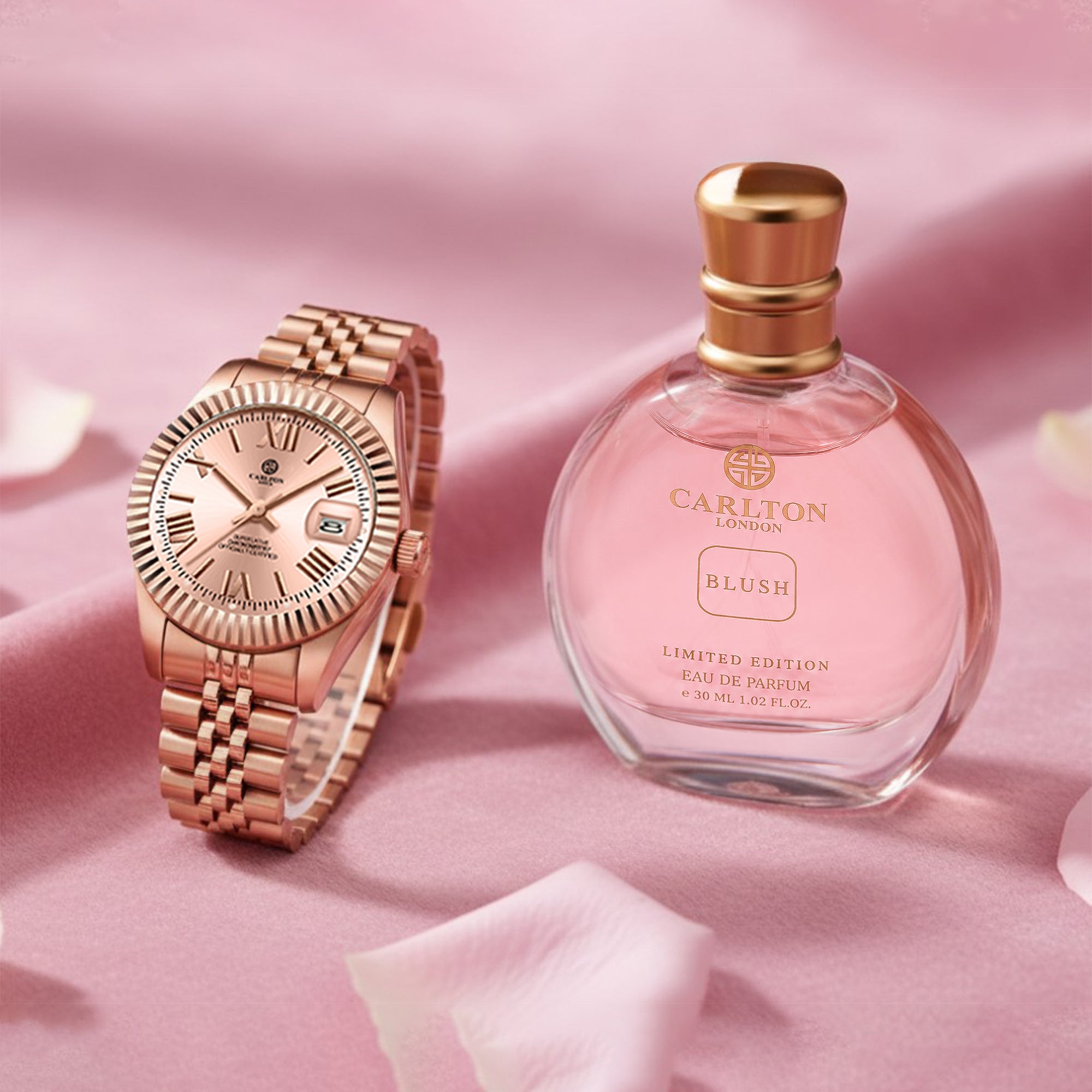 Women Gift Set 2 - Harper Gold Watch and Blush Perfume 30ml - CLPLG122