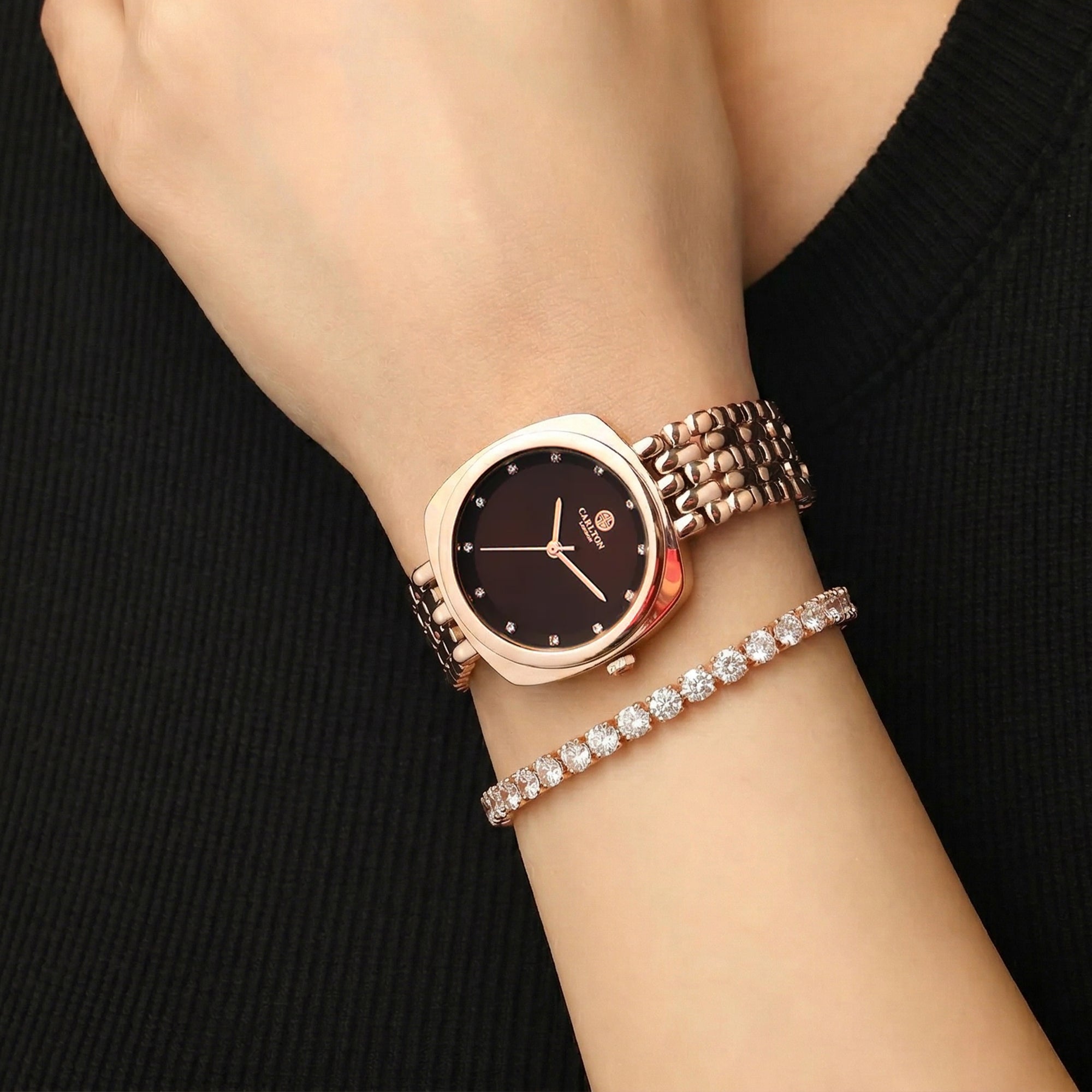 Carlton London Women Gift Set 2 Celeste Brown  Watch and Bracelet - CLPLG120