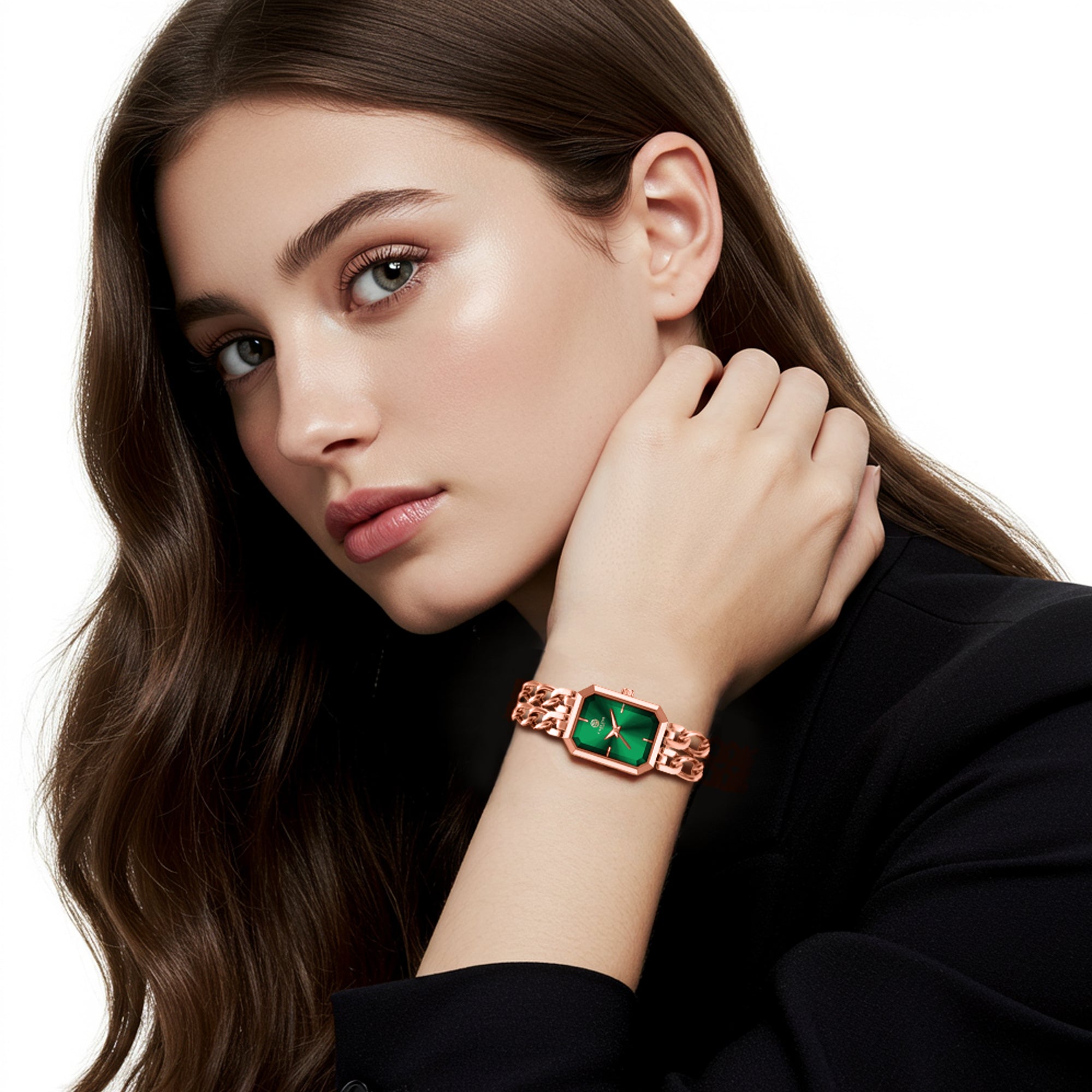 Victoria: Women's Rose Gold/Green Analog Watch