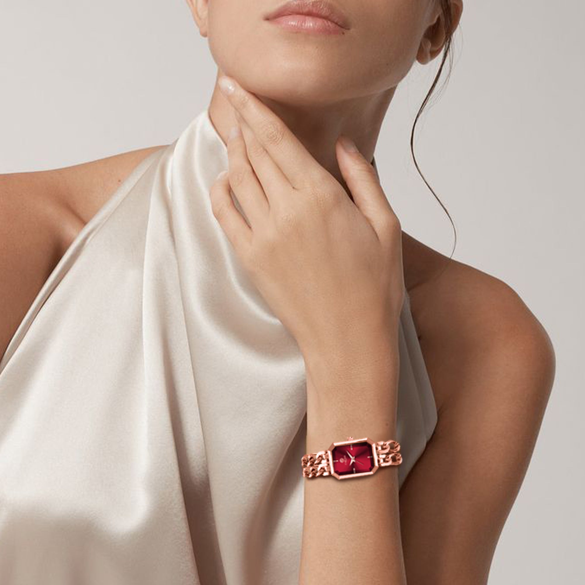 Victoria: Women's Rose Gold/Red Analog Watch