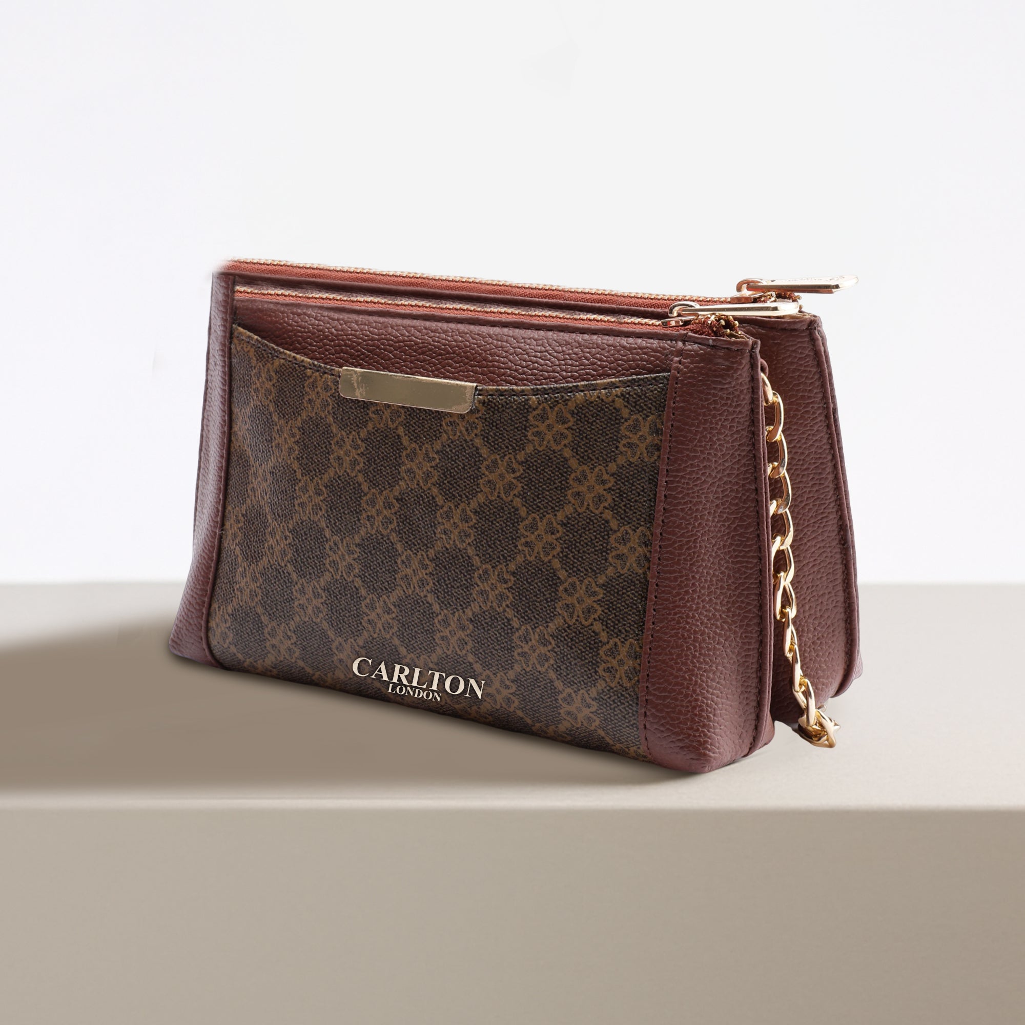 Carlton London KINSLEY Dark Brown Textured Sling Bag