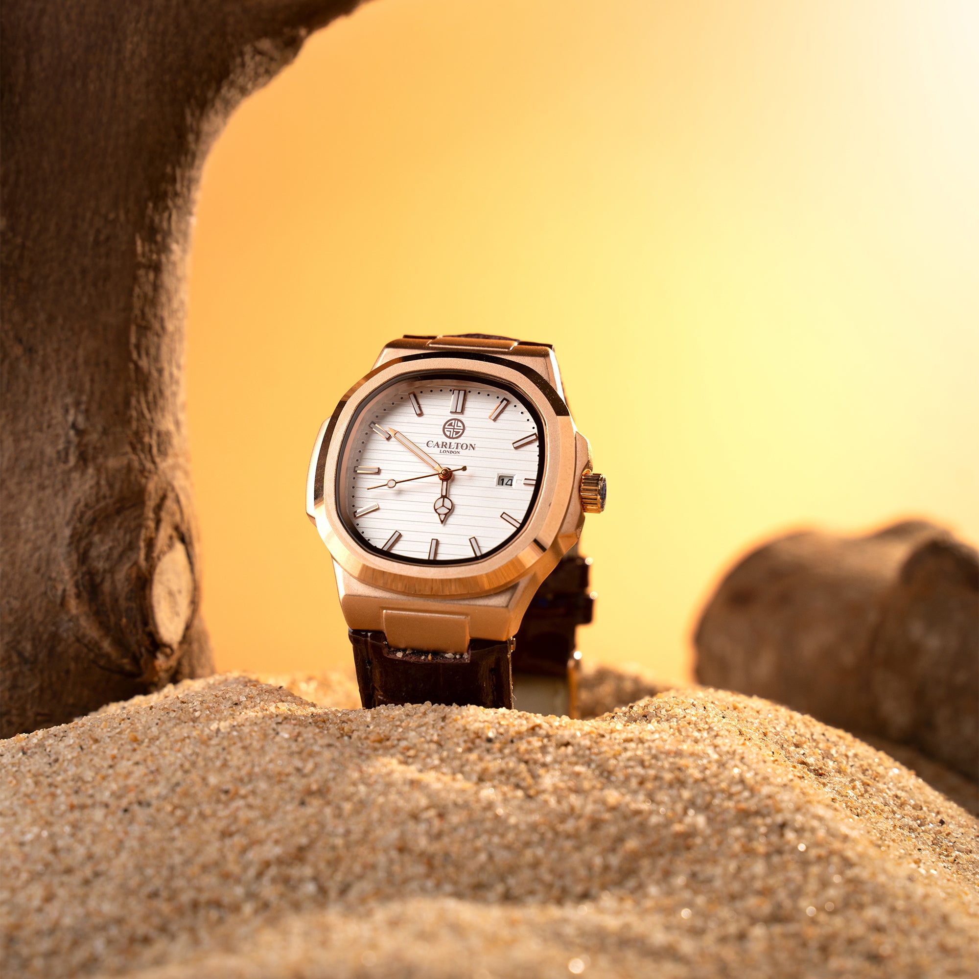 Jordan: Mens Brown/White Leather Analog Watch - CLLRGNM