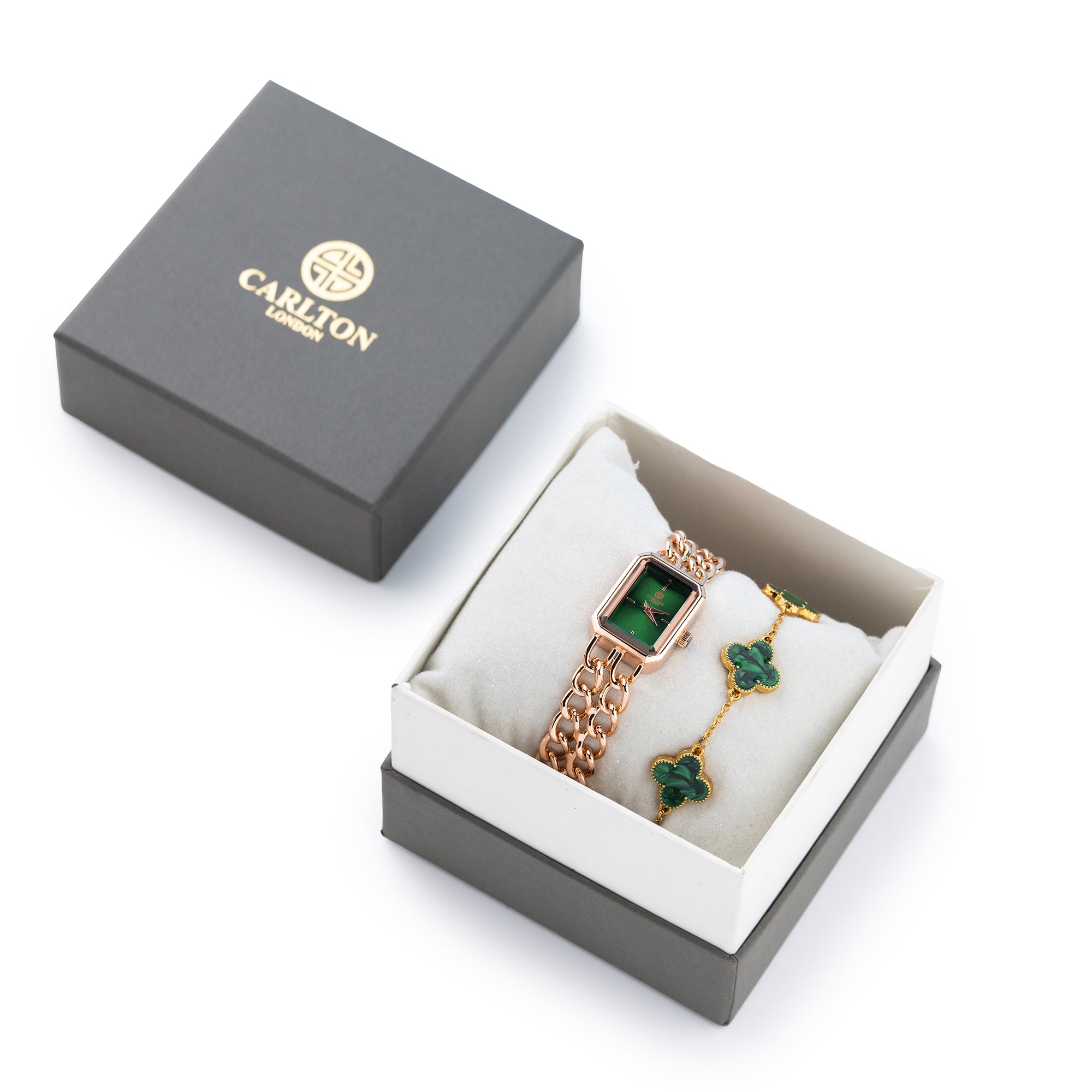 Women Gift set Of Green Dial Watch + 1  Bracelets