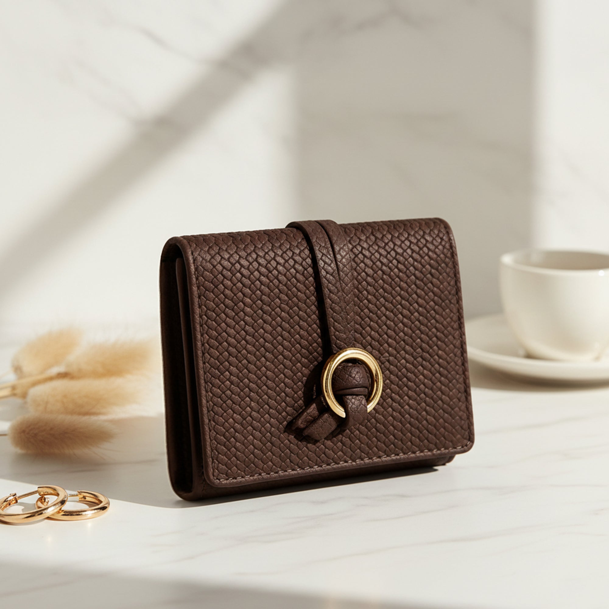 Carlton London Estelle Two Fold Textured Wallet - Brown