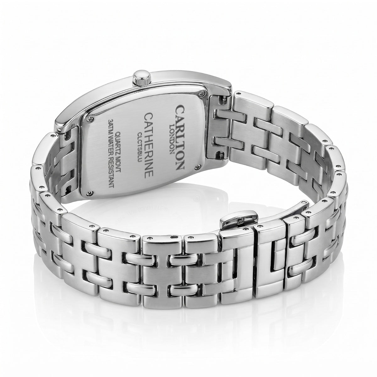 Carlton London Catherine Women’s Watch - Blue Rectangle Dial, Silver Stainless Steel Strap - CL-CT-SBLU