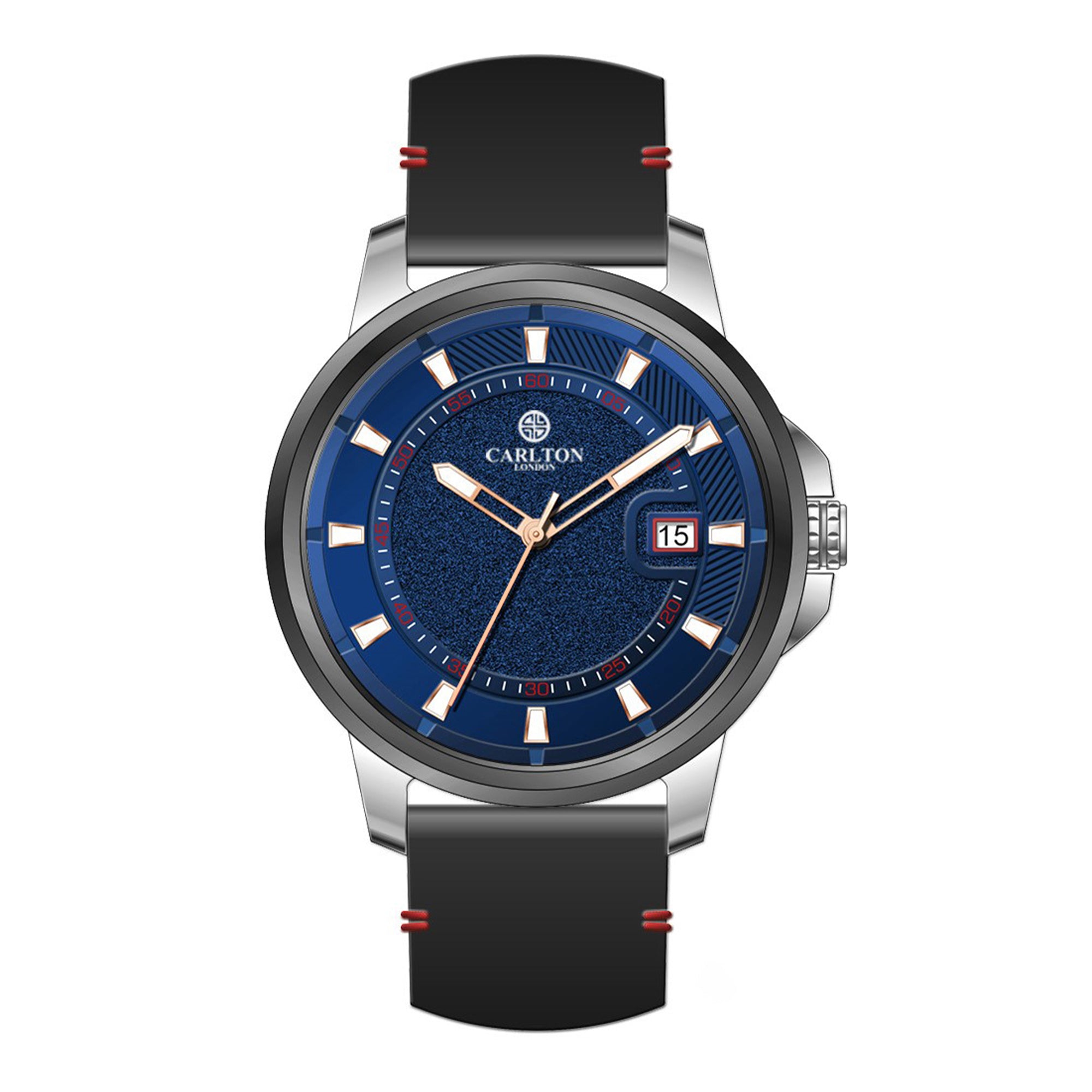 Men Blue Leather Analog Dated Watch