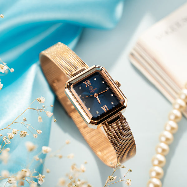 Brixton: Women's Blue/Rose Gold Analog Watch