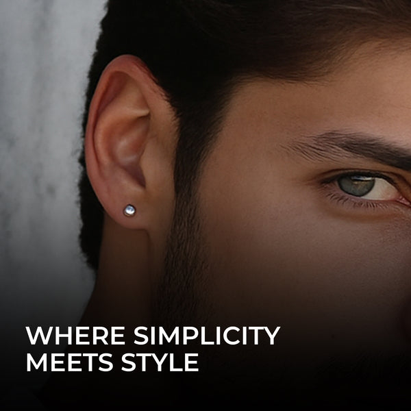 Carlton London Silver Minimal Men's Studs - CLJW-23