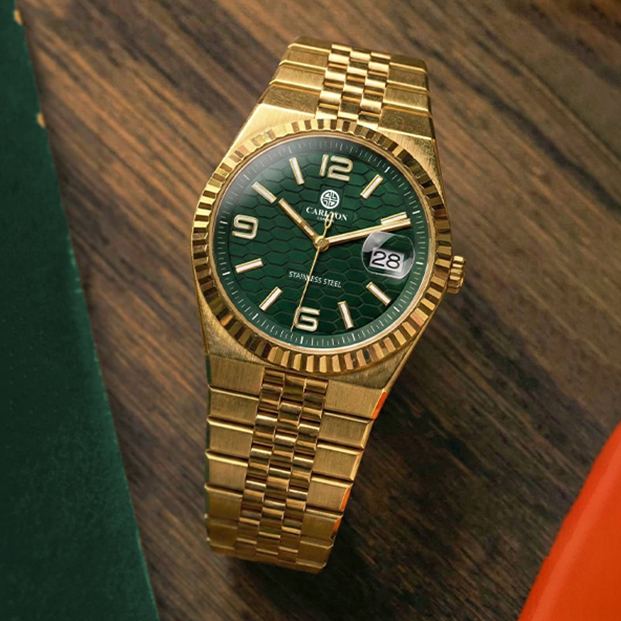 Carlton London Men Rover Green/Gold Analog Watch CL-ROVER-GOLD