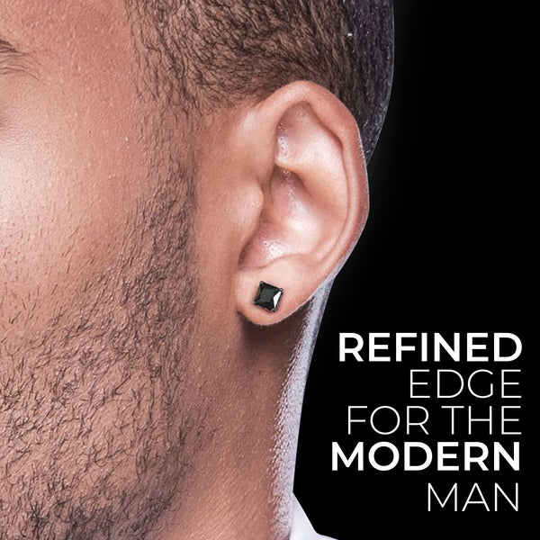 Carlton London Black Crystal Men's Studs - CLJW-26