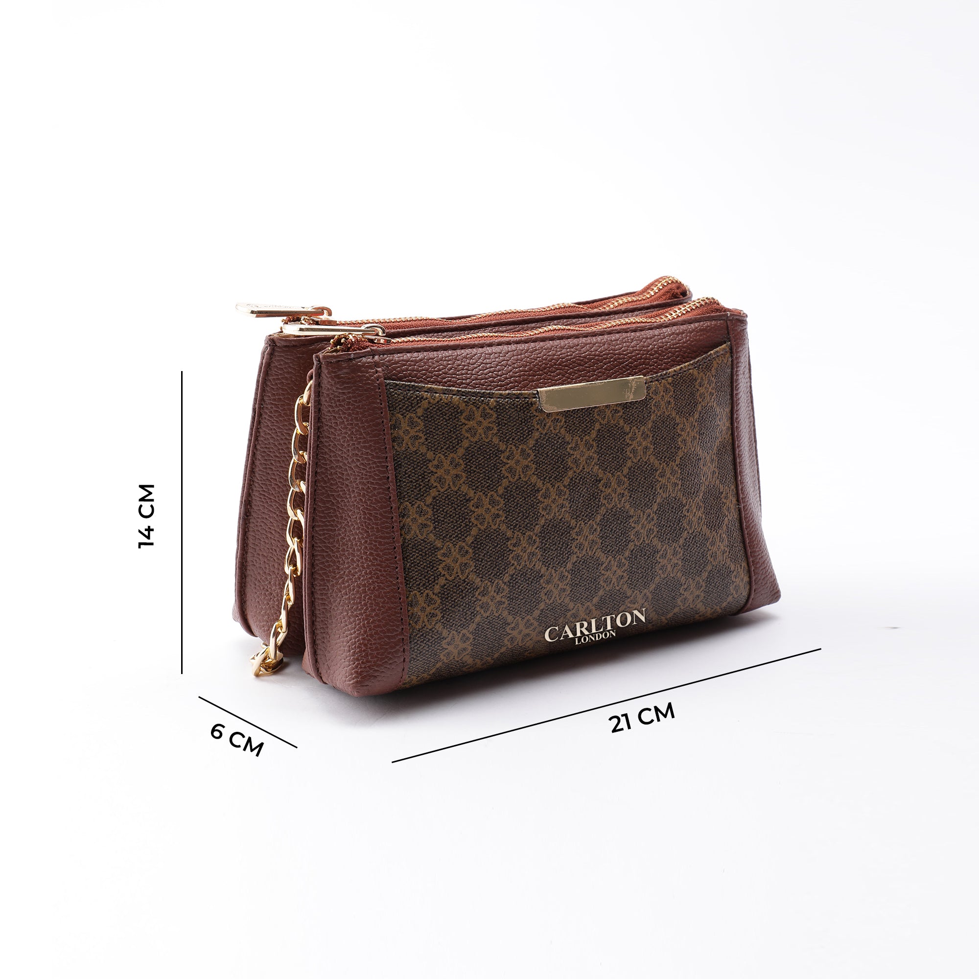 Carlton London KINSLEY Dark Brown Textured Sling Bag