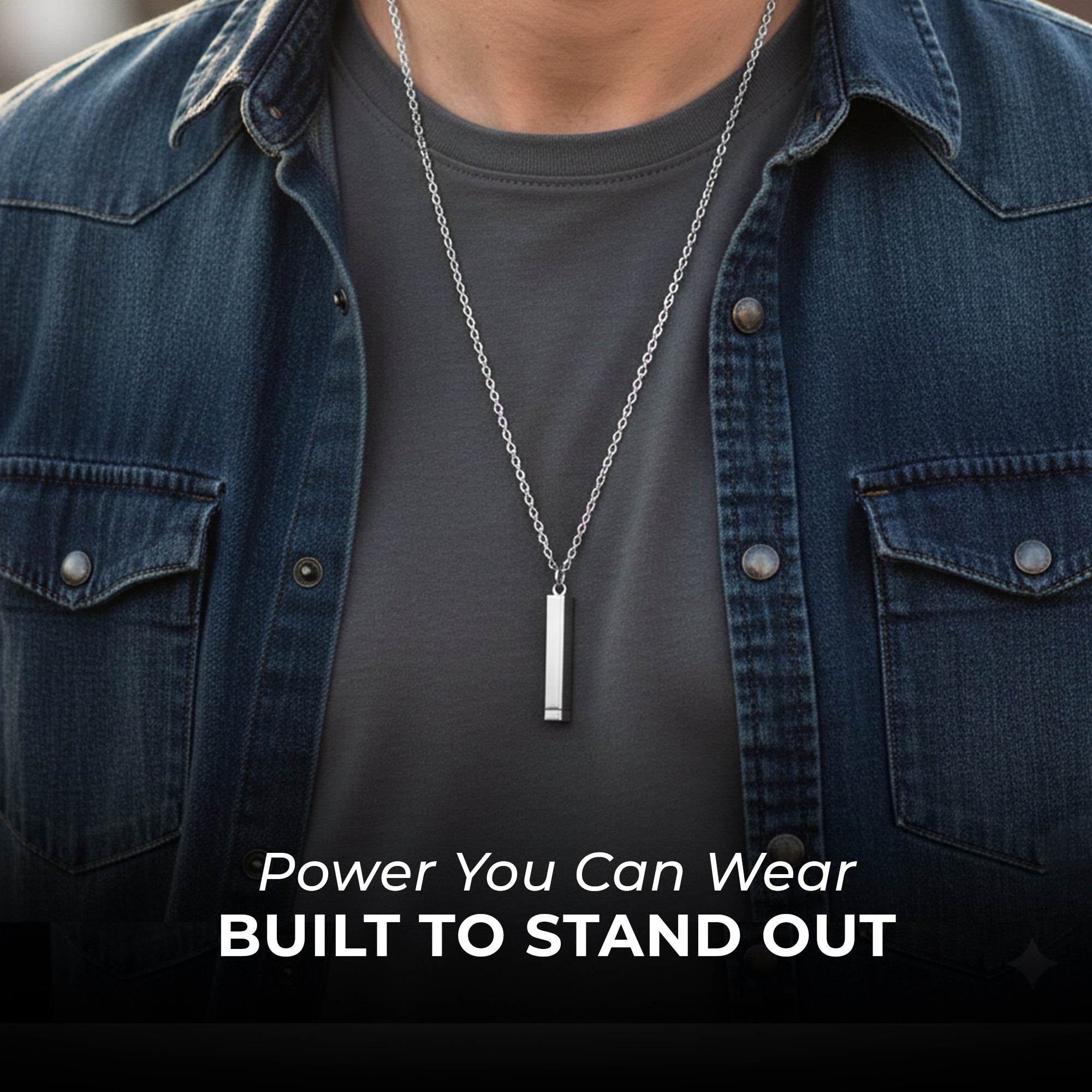 Carlton London Men's Stainless Steel Silver-Plated Rectangular Shaped Pendent With Chain CLJW-47