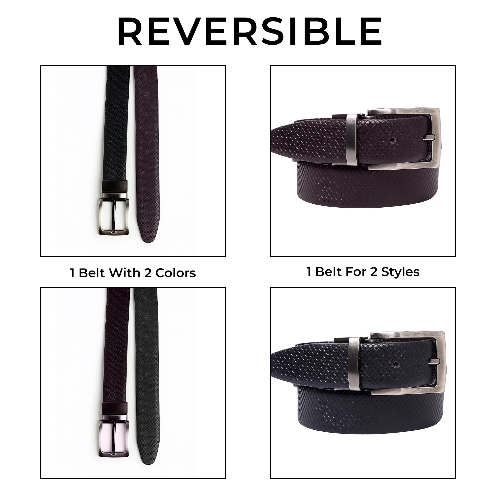 Carlton London Men Textured Reversible Buckle Belt