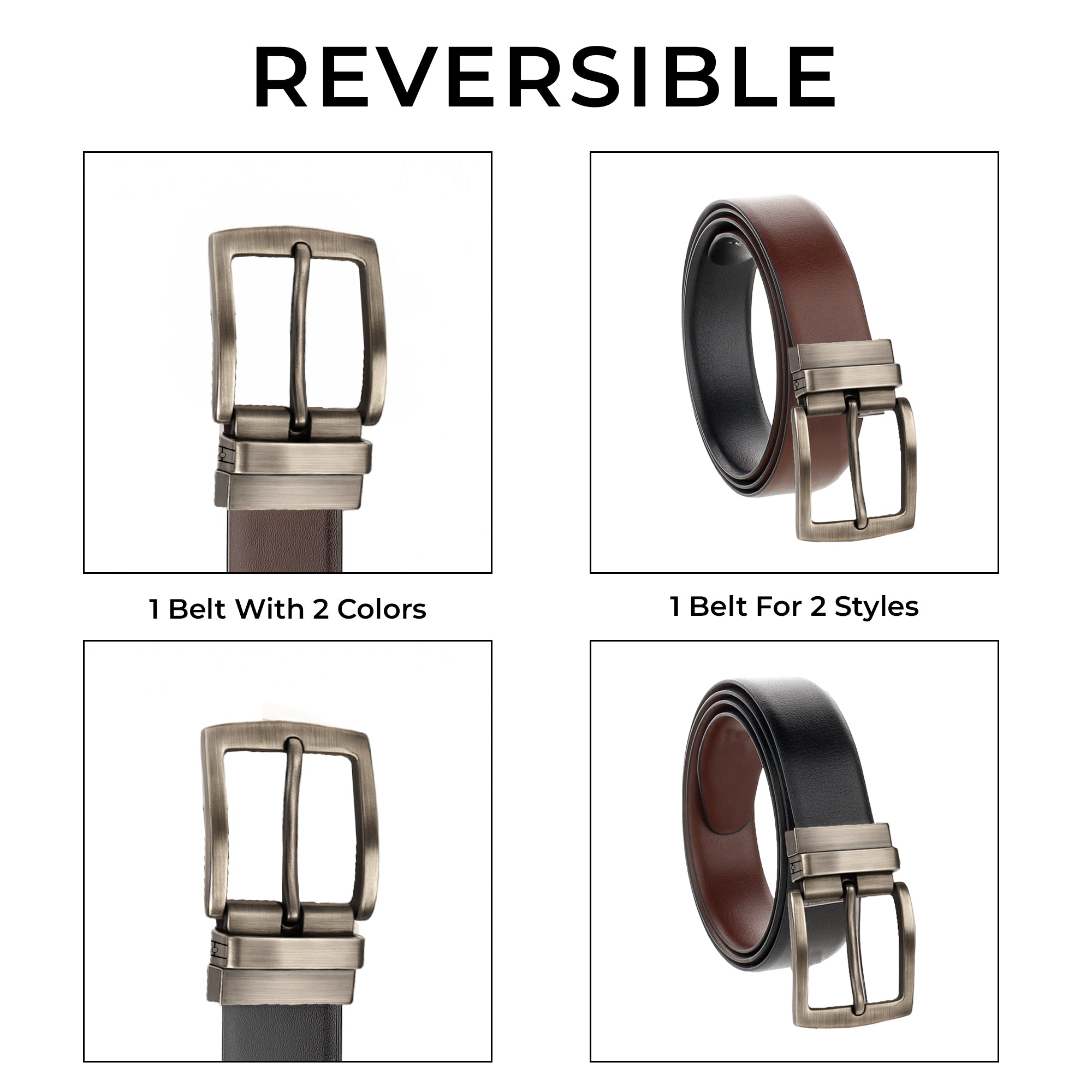 Carlton London Men Classic Reversible Buckle Belt