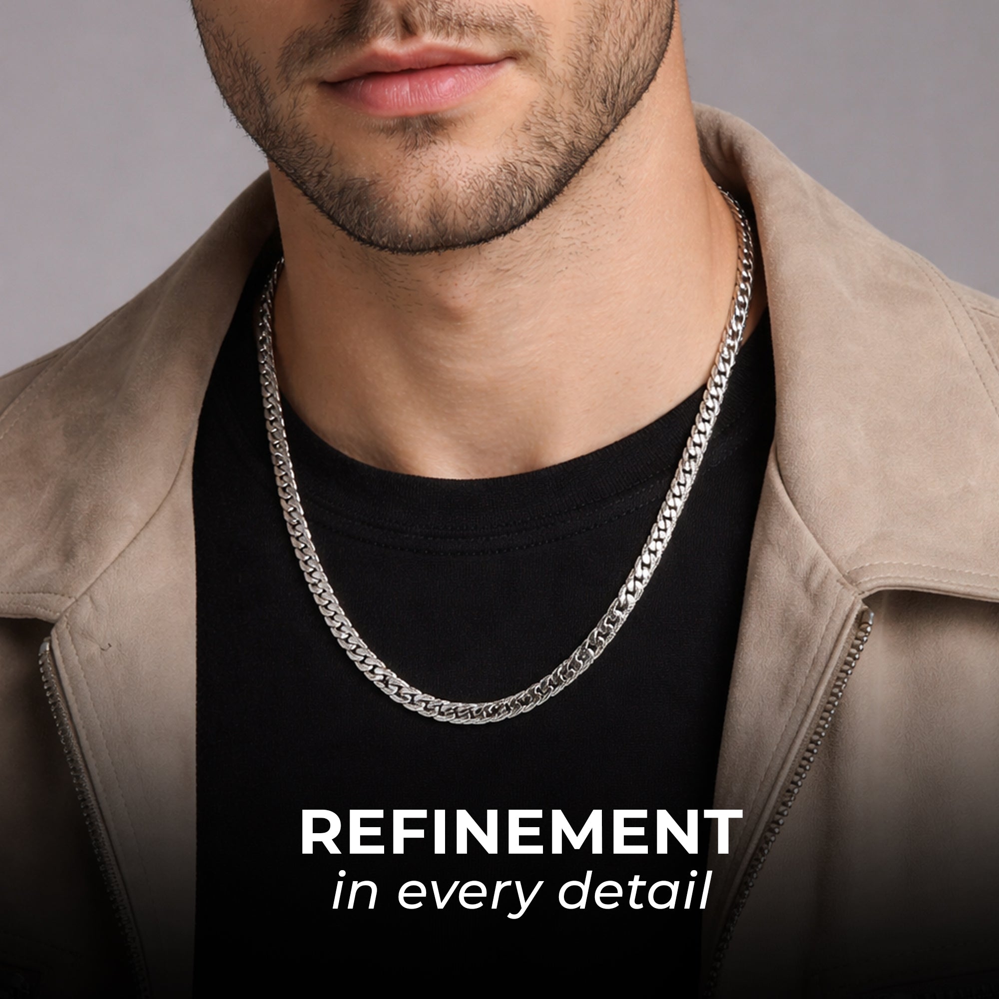 Carlton London Men's Silver-Plated Stainless Steel Chain CLJW-46