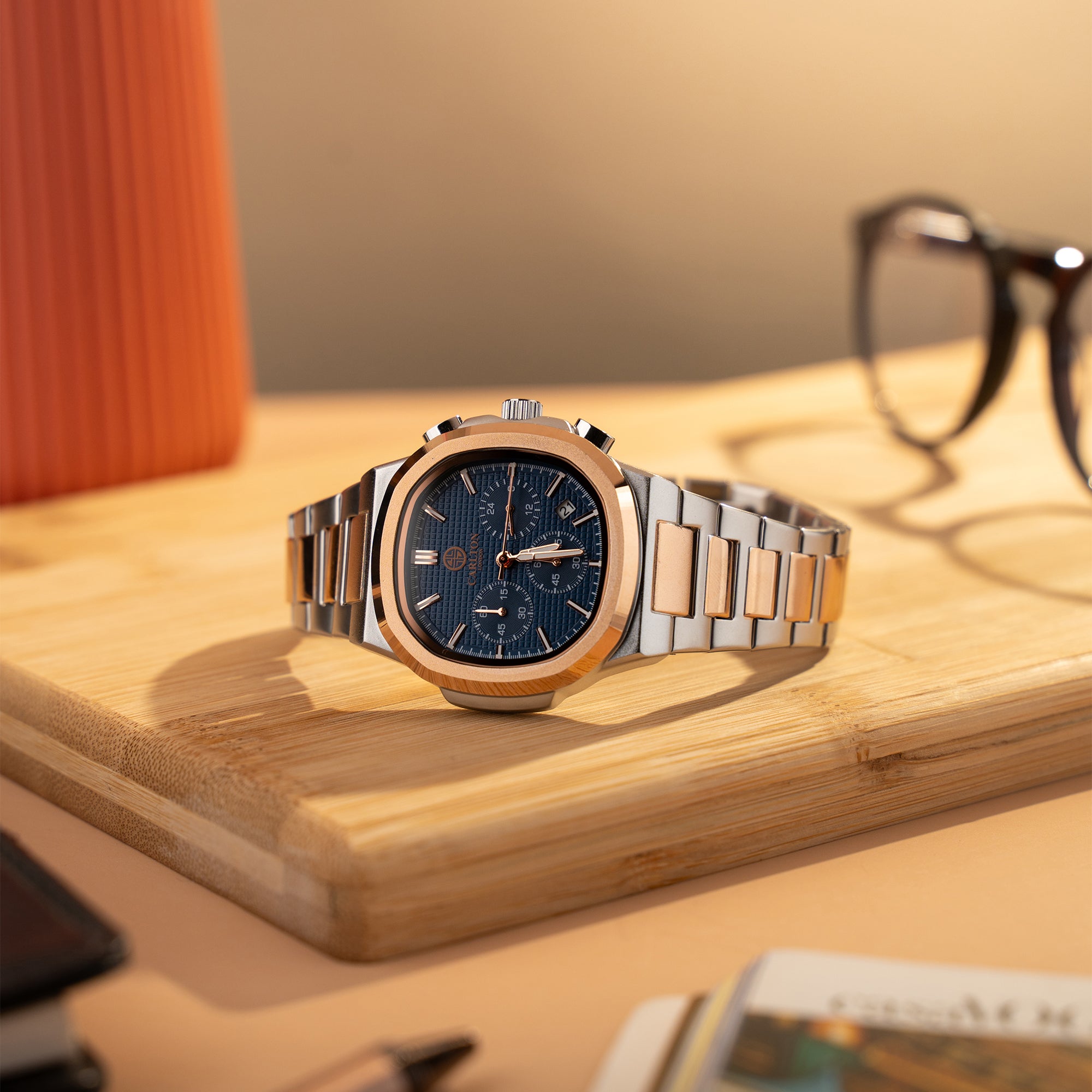 Parker: Men's Dual Tone - Blue Dial Analog Watch - CLSDTBLUM