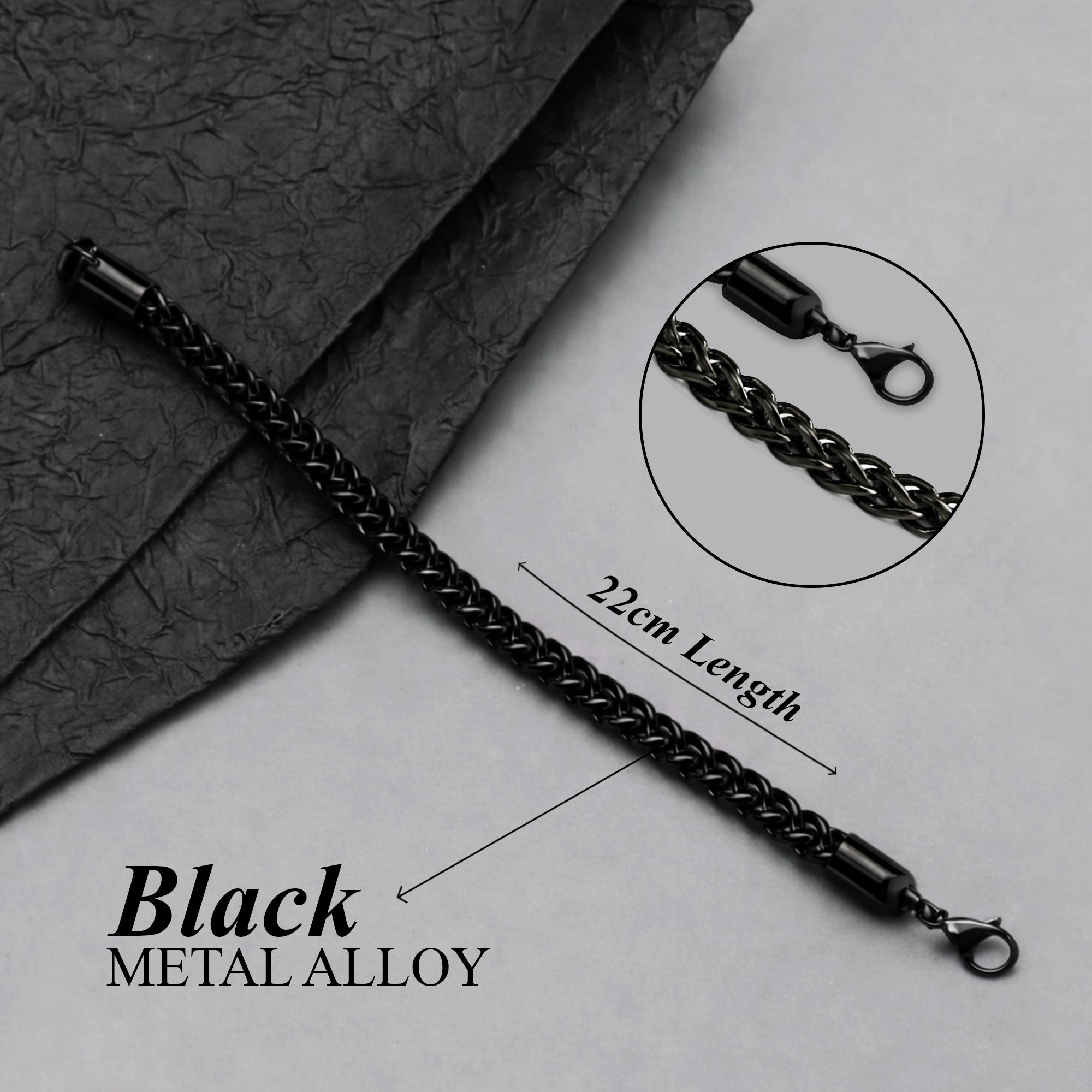 Carlton London Men's Rhodium-Plated Silver-Toned Stainless Steel Bracelet CLJW-42