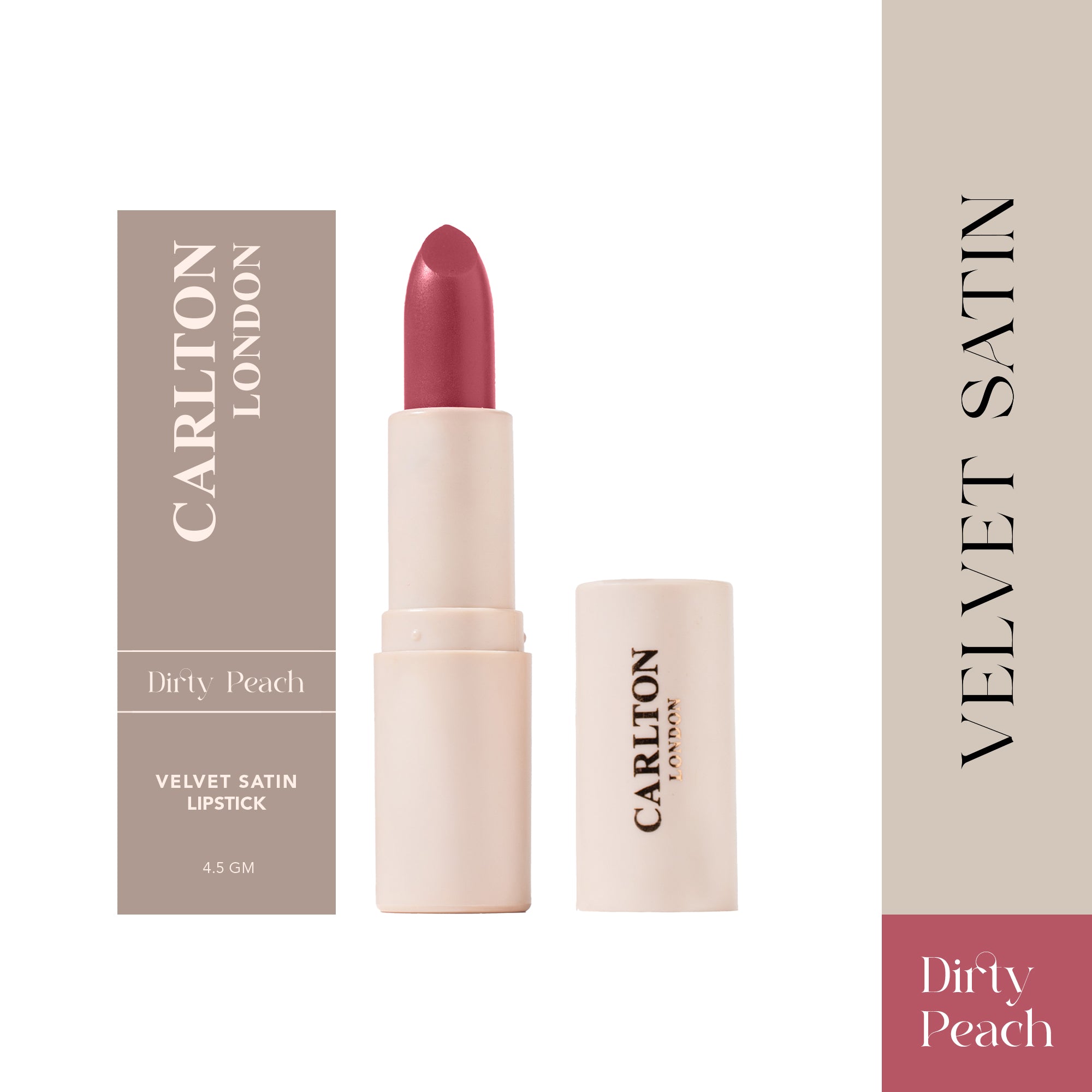 Carlton London Velvet Satin Glitterati Bullet Long Lasting Lipstick (Dirty Peach)