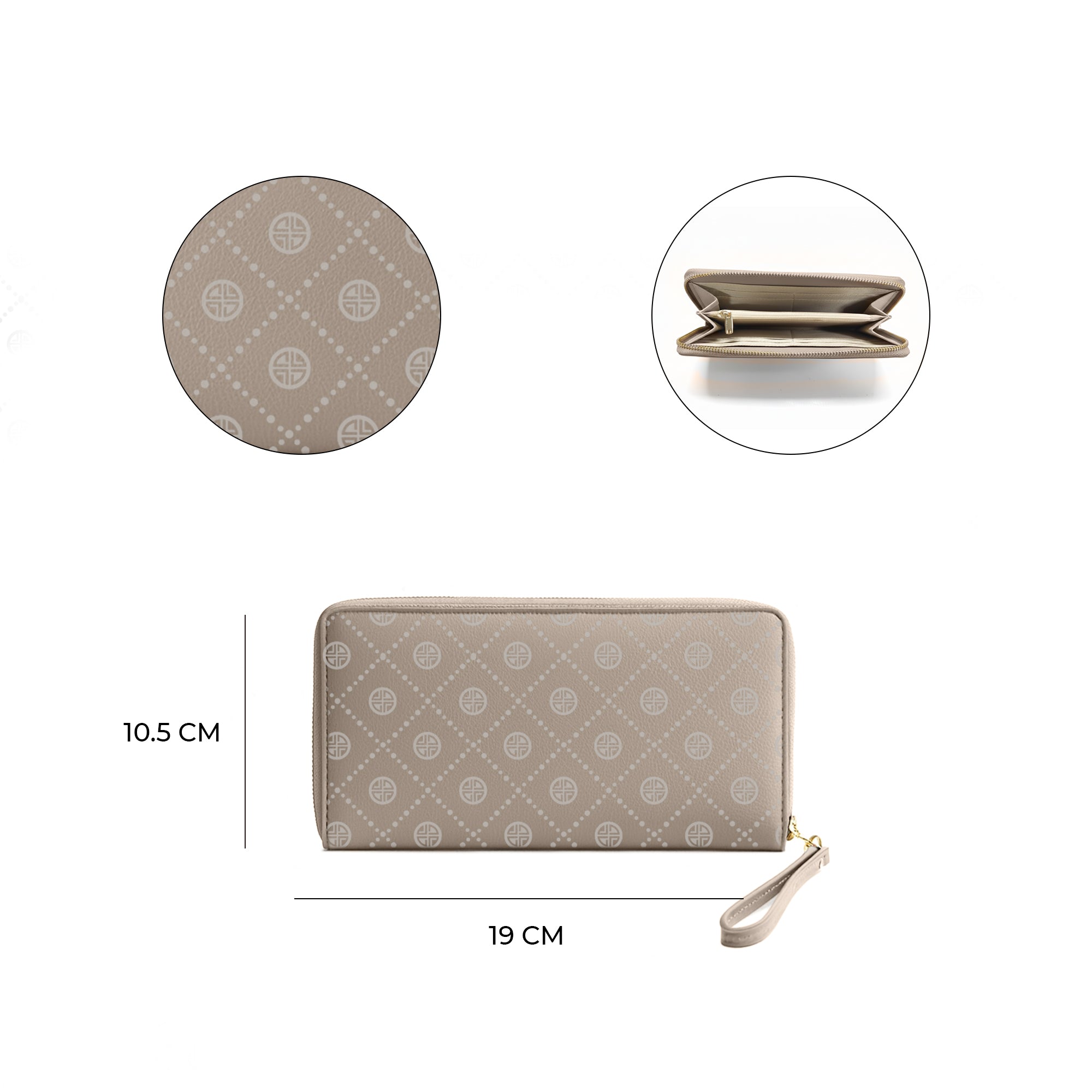 Carlton London Nude Printed Zip Around Wallet With Detachable Wrist Strap - CLHB-26