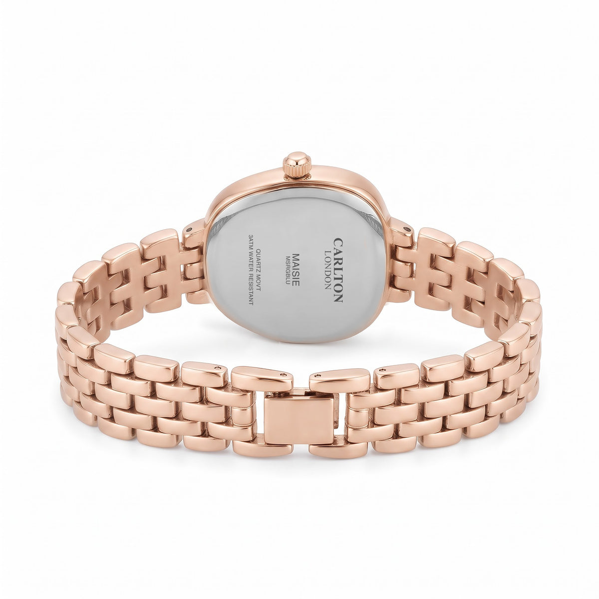Carlton London Maisie Women’s Watch - Dark Blue Rectangle Dial, Rose Gold Stainless Steel Strap - MSRGBLU