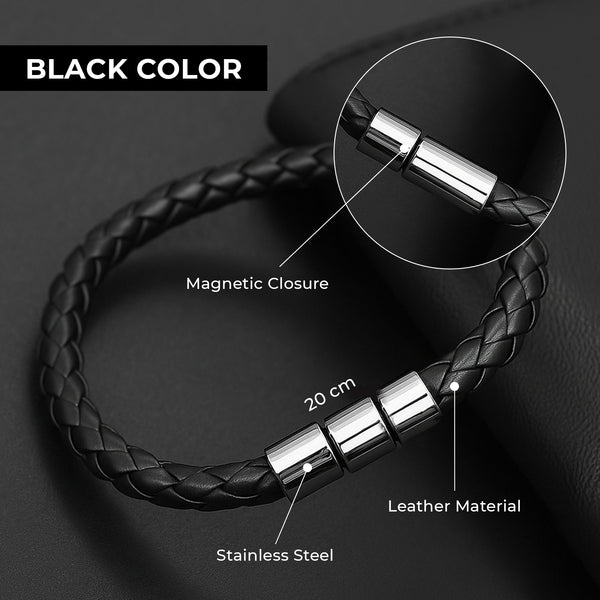 Carlton London | Men Knox Leather Bracelet