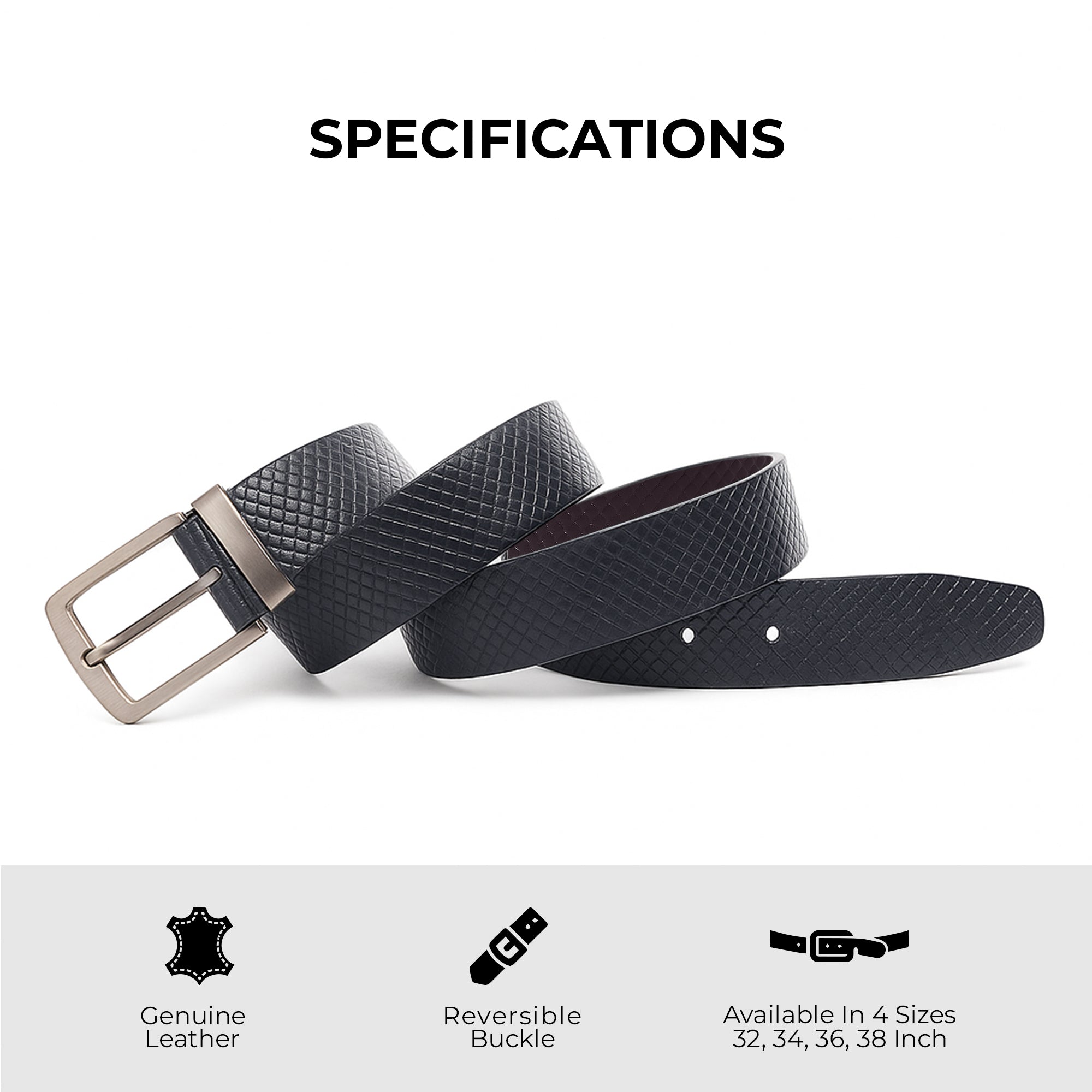 Carlton London Men Textured Reversible Buckle Belt
