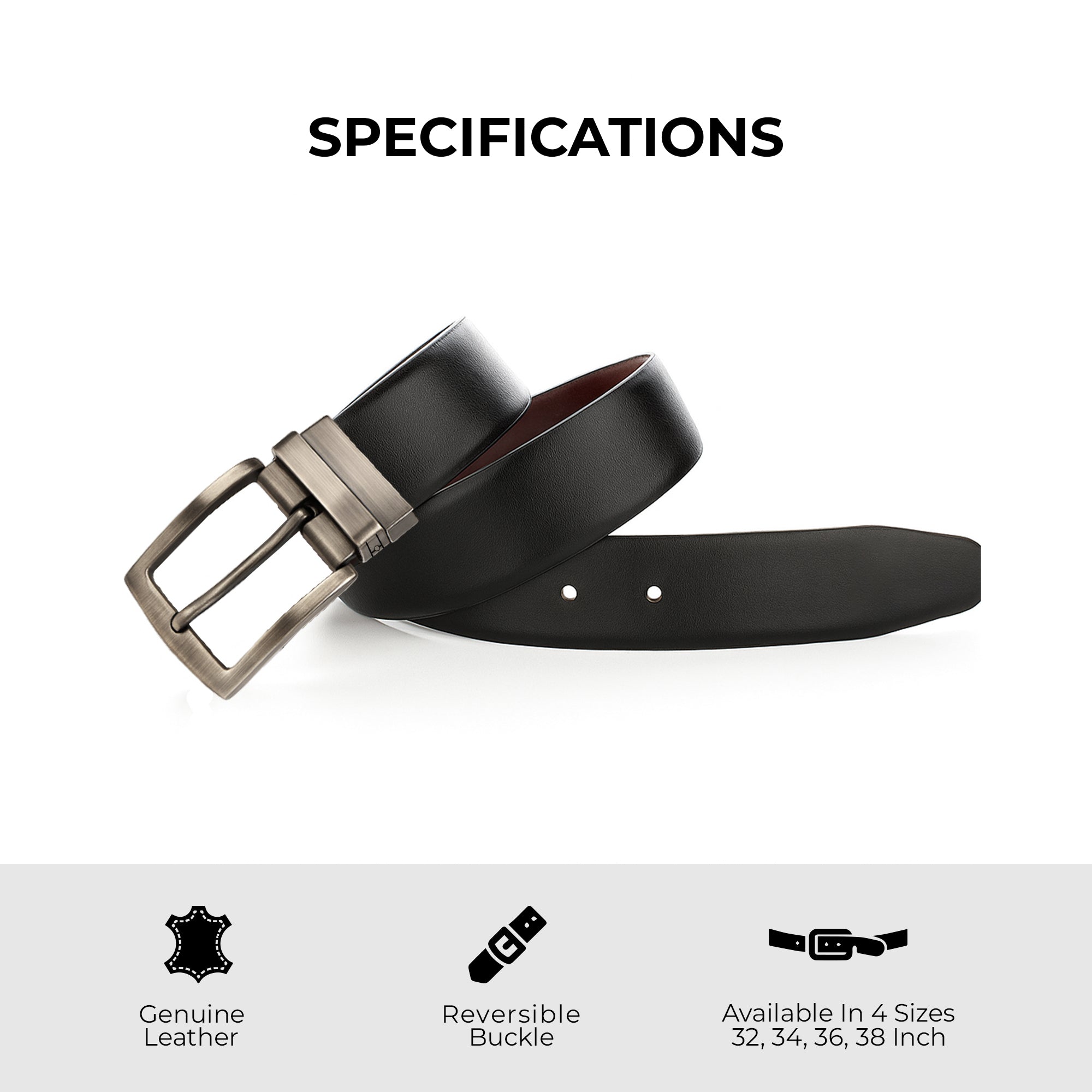 Carlton London Men Classic Reversible Buckle Belt