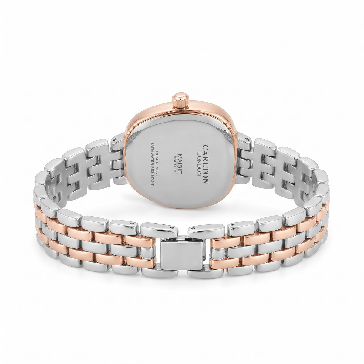 Carlton London Maisie Women’s Watch - Dark Coral Rectangle Dial, Dual Tone Stainless Steel Strap - MSDTCRL