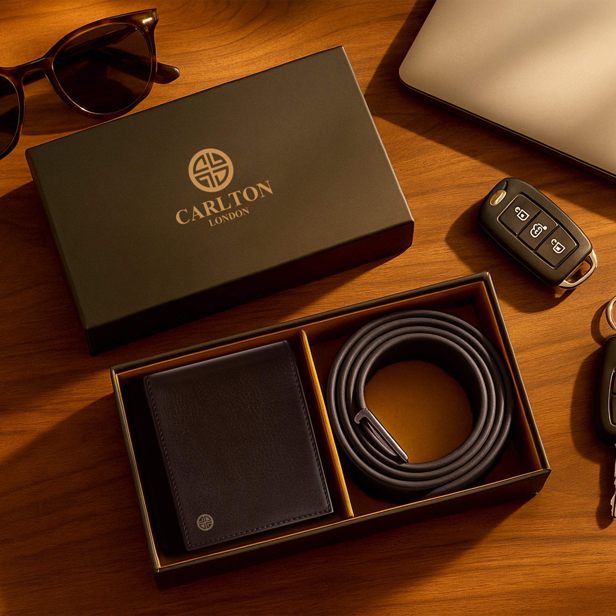 Carlton London Men Belt & Wallet Combo (Brown)