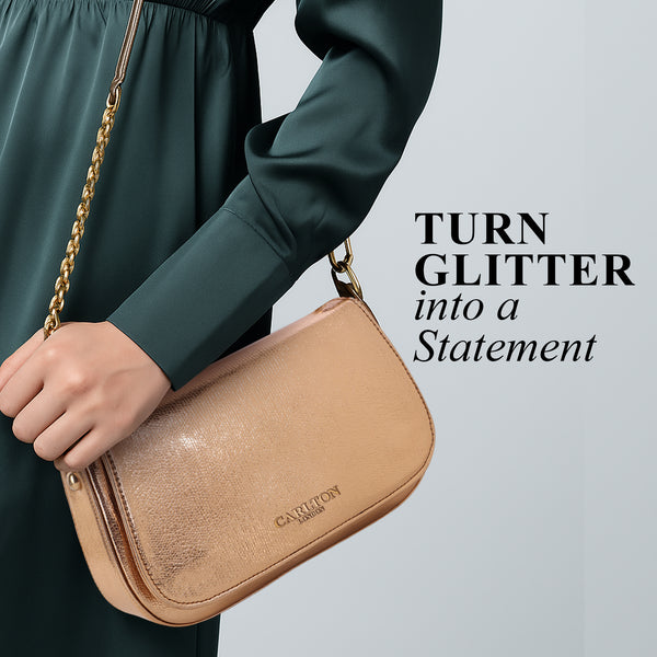 Carlton London Rose gold Crocodile-Patterned Crossbody Bag