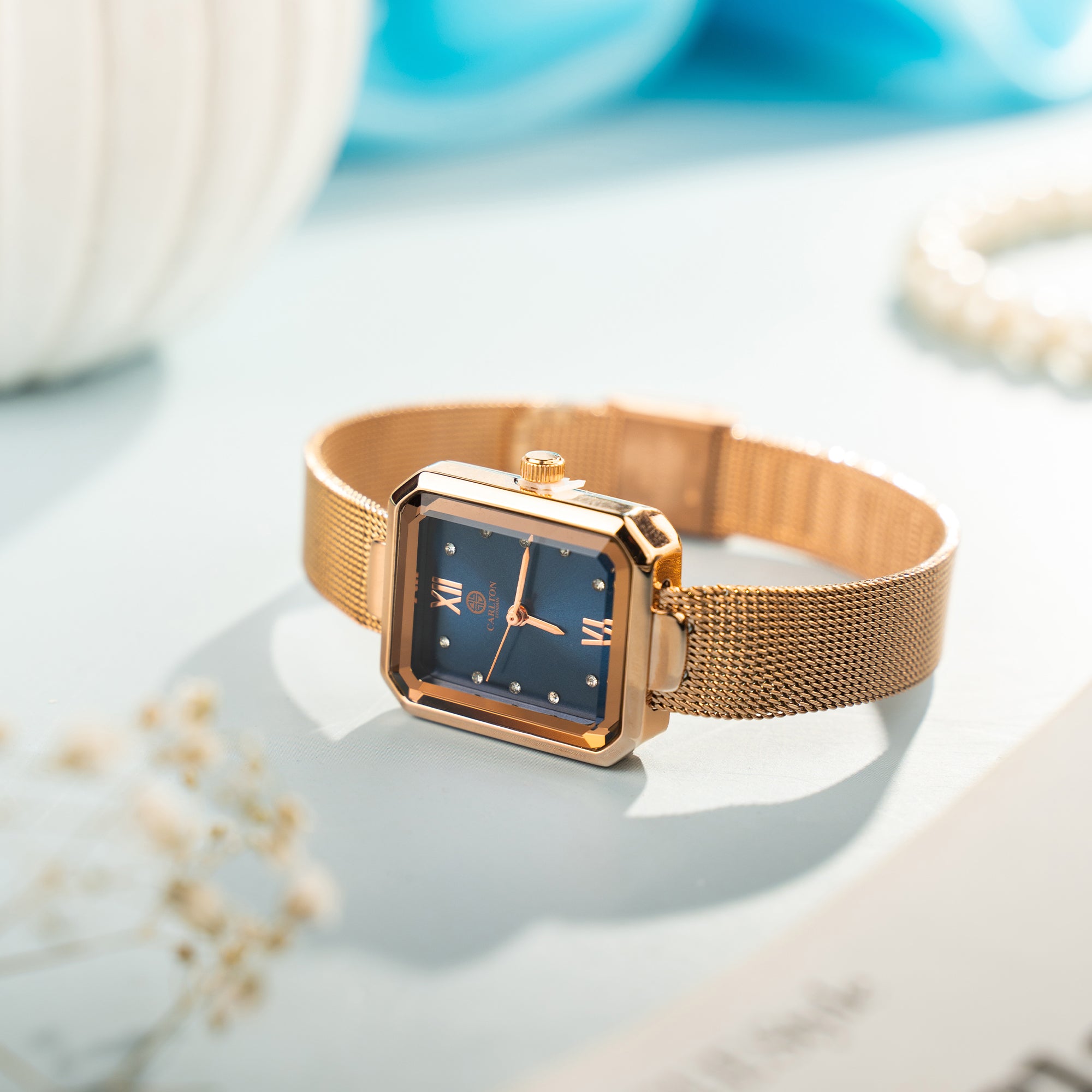 Brixton: Women's Blue/Rose Gold Analog Watch - CLRGMBLU