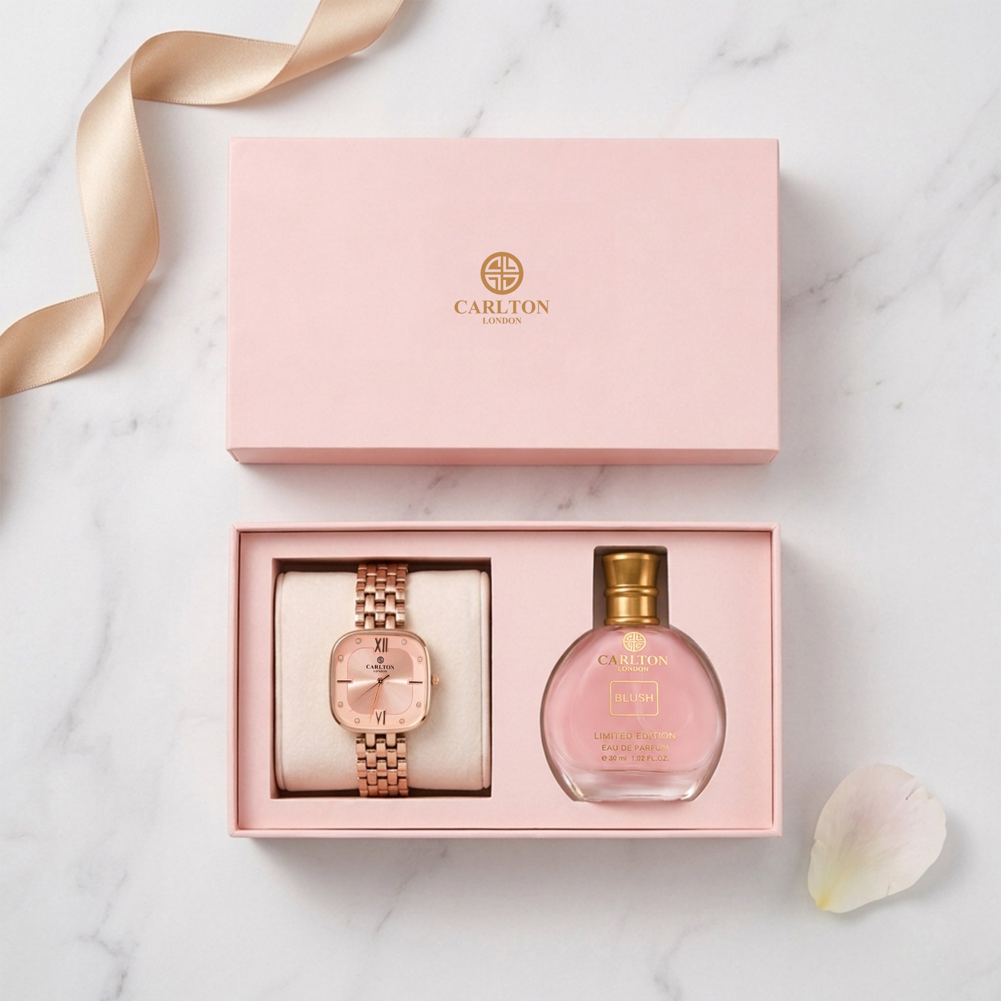 Carlton London Chelsea Women’s Gift Set – Pink Dial Watch with Blush Perfume 30ml, Rose Gold – CLPLG102