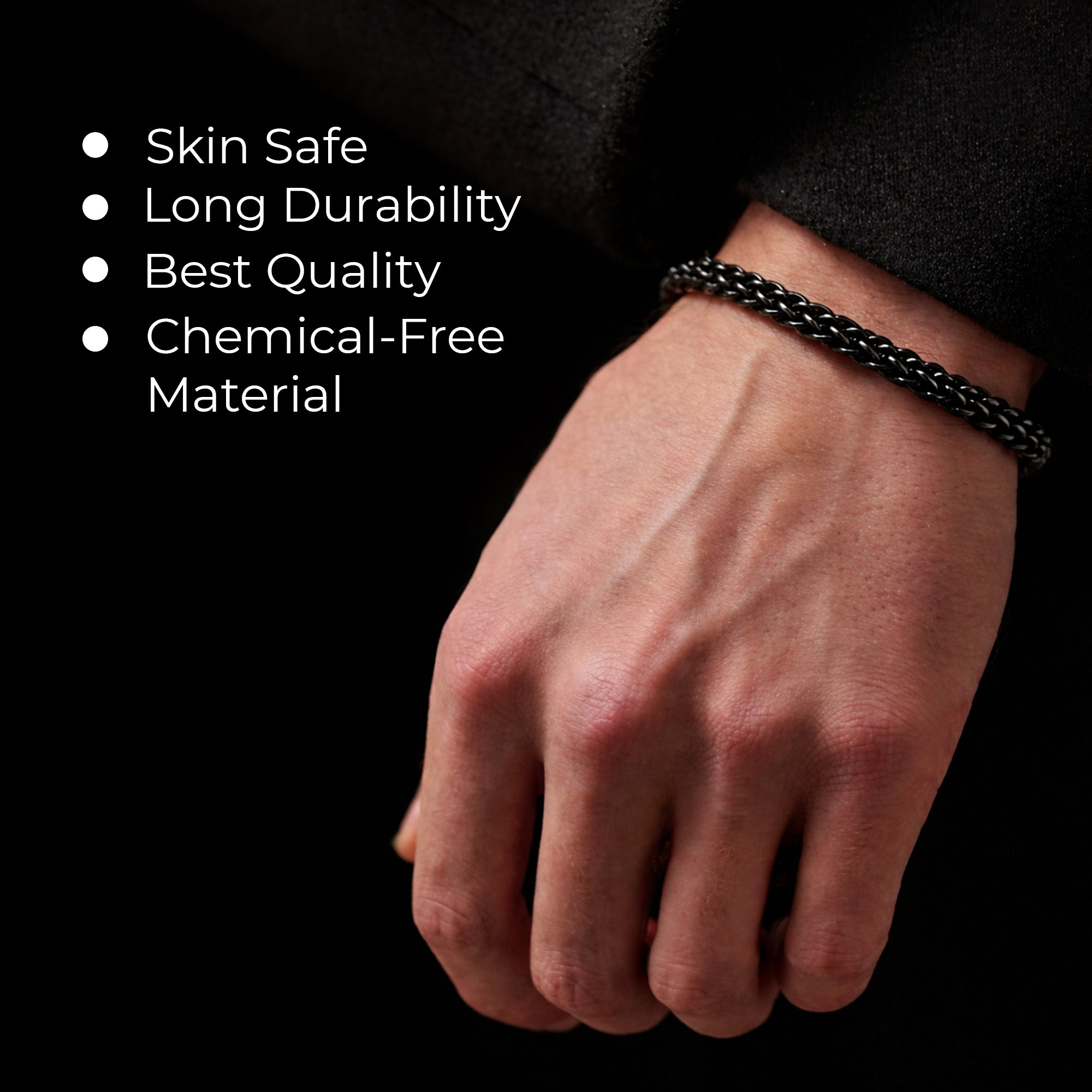 Carlton London Men's Rhodium-Plated Silver-Toned Stainless Steel Bracelet CLJW-42