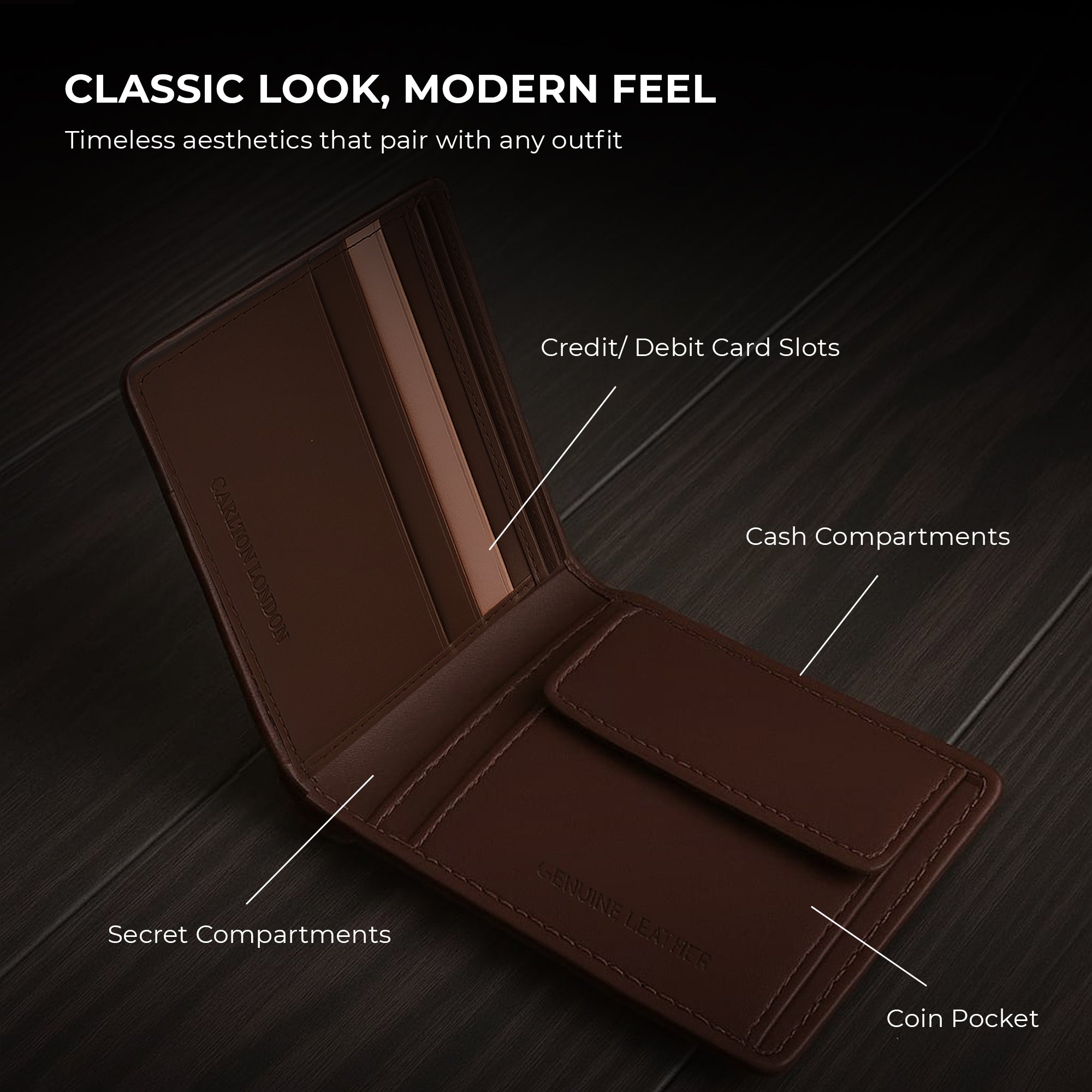 Carlton London Inked Edge Men's Leather Wallet