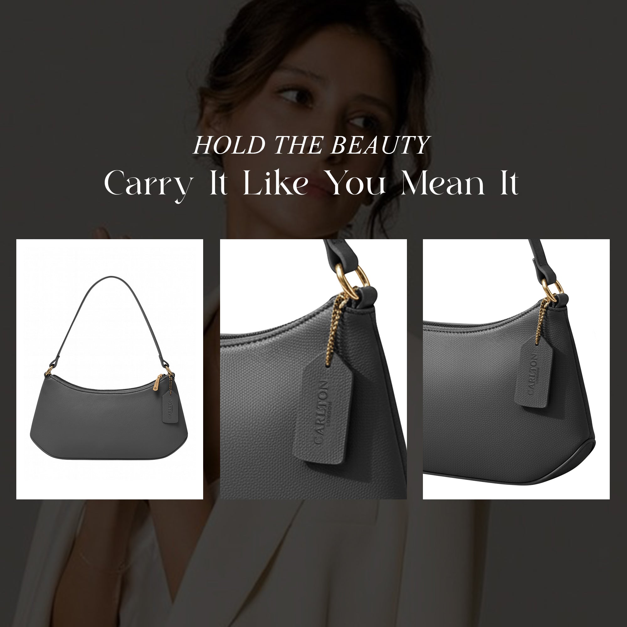 Carlton London Grey East West Shoulder Bag - CLHB-15