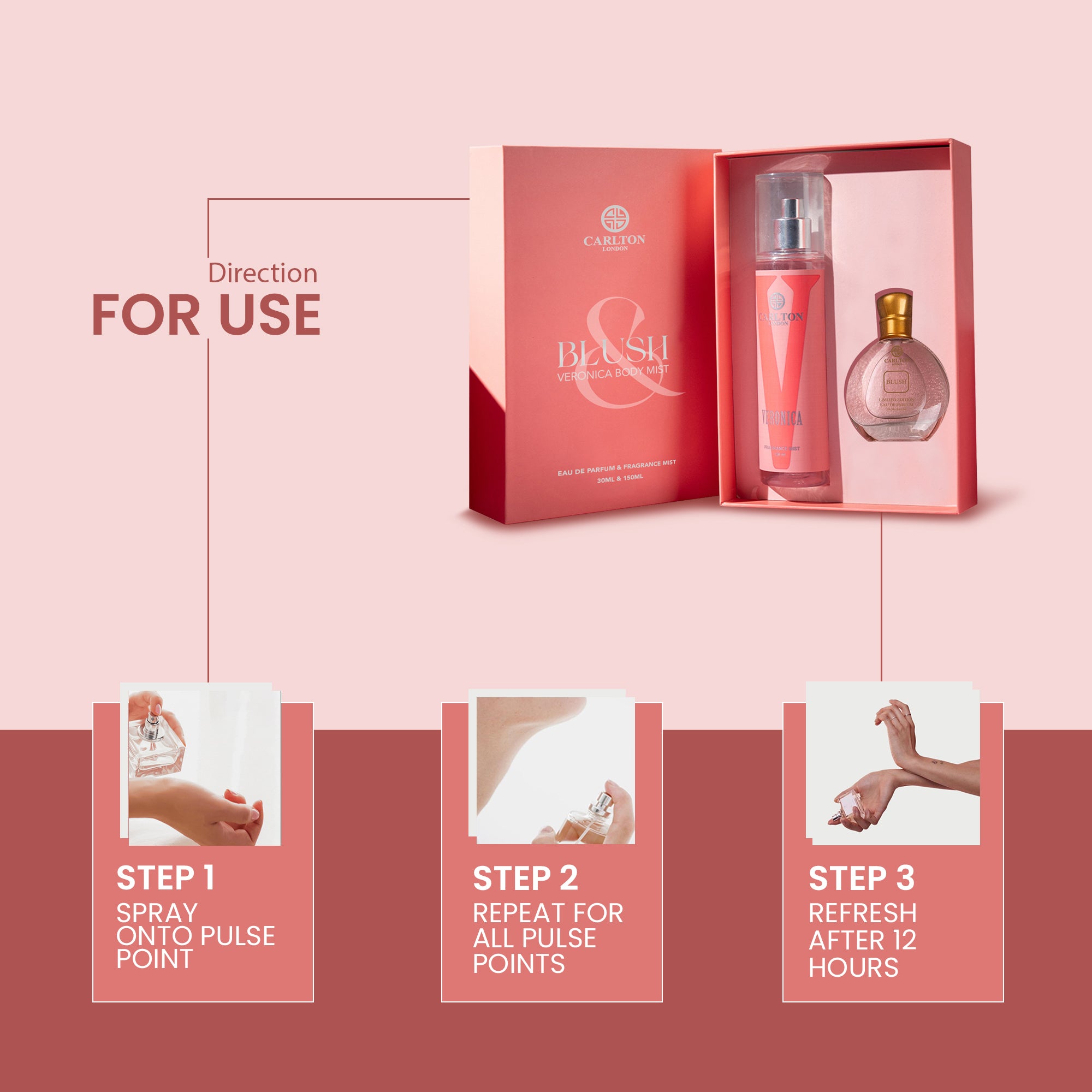 Carlton London Veronica Mist and Blush EDP - 30ml Gift Set - CLPLG110