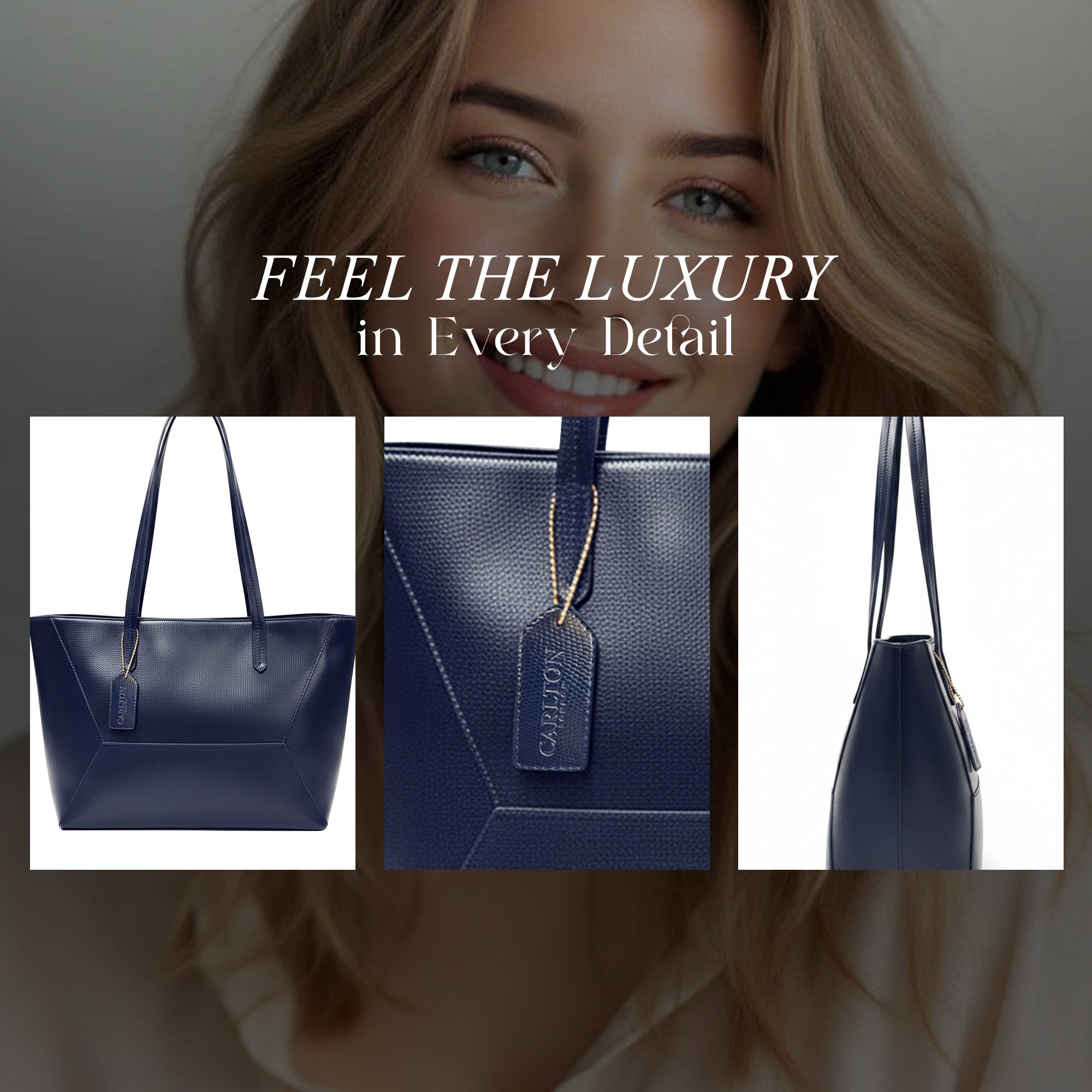 Carlton London Isabella Blue Textured Tote Bag - CLHB-06