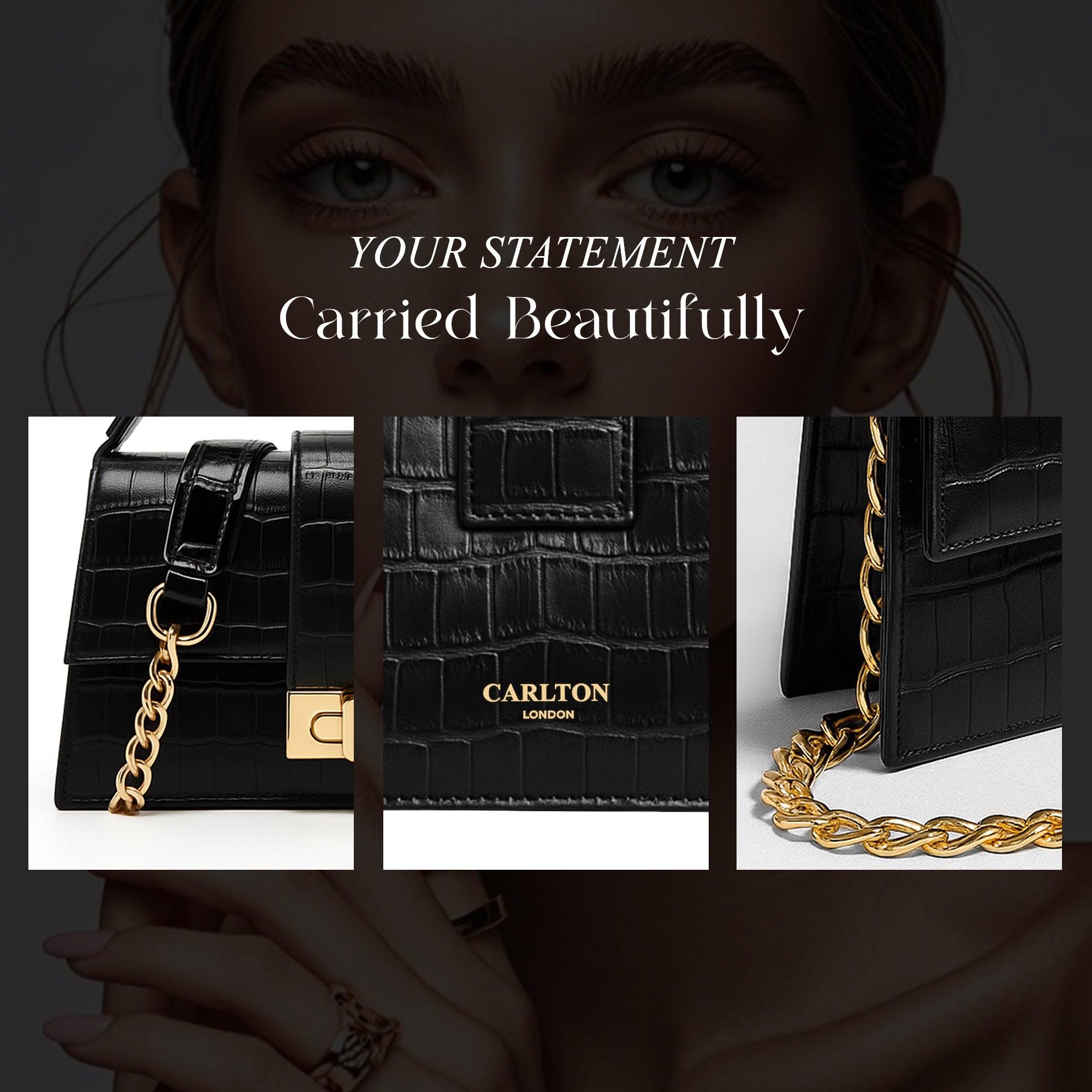 Carlton London Croc Textured Black Sling Bag - CLHB-04