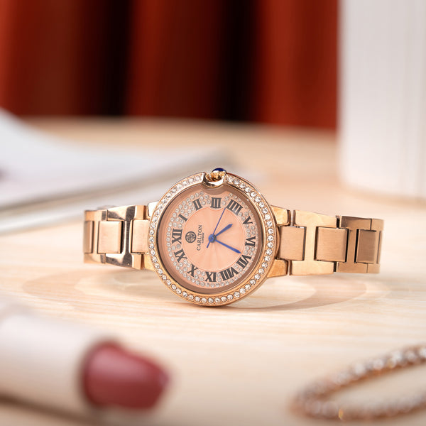 Charlotte : Rose Gold Stainless Steel Women Analog Watch