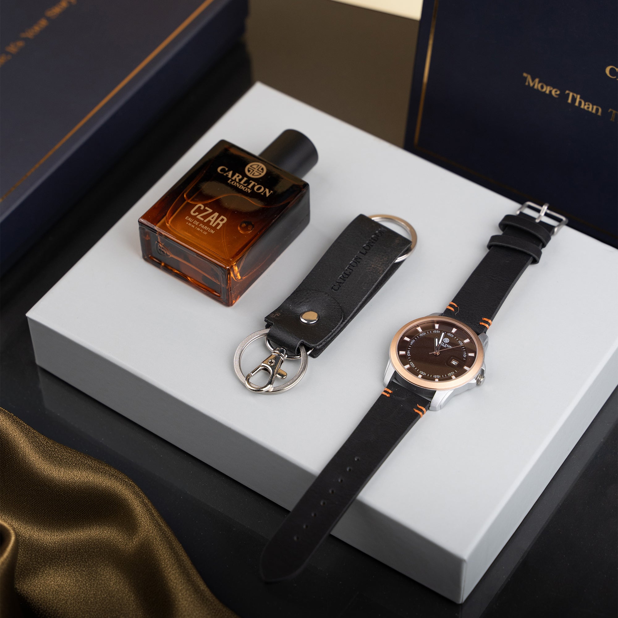 Men Gift Set of 3 Czar Perfume + Watch + Key Chain