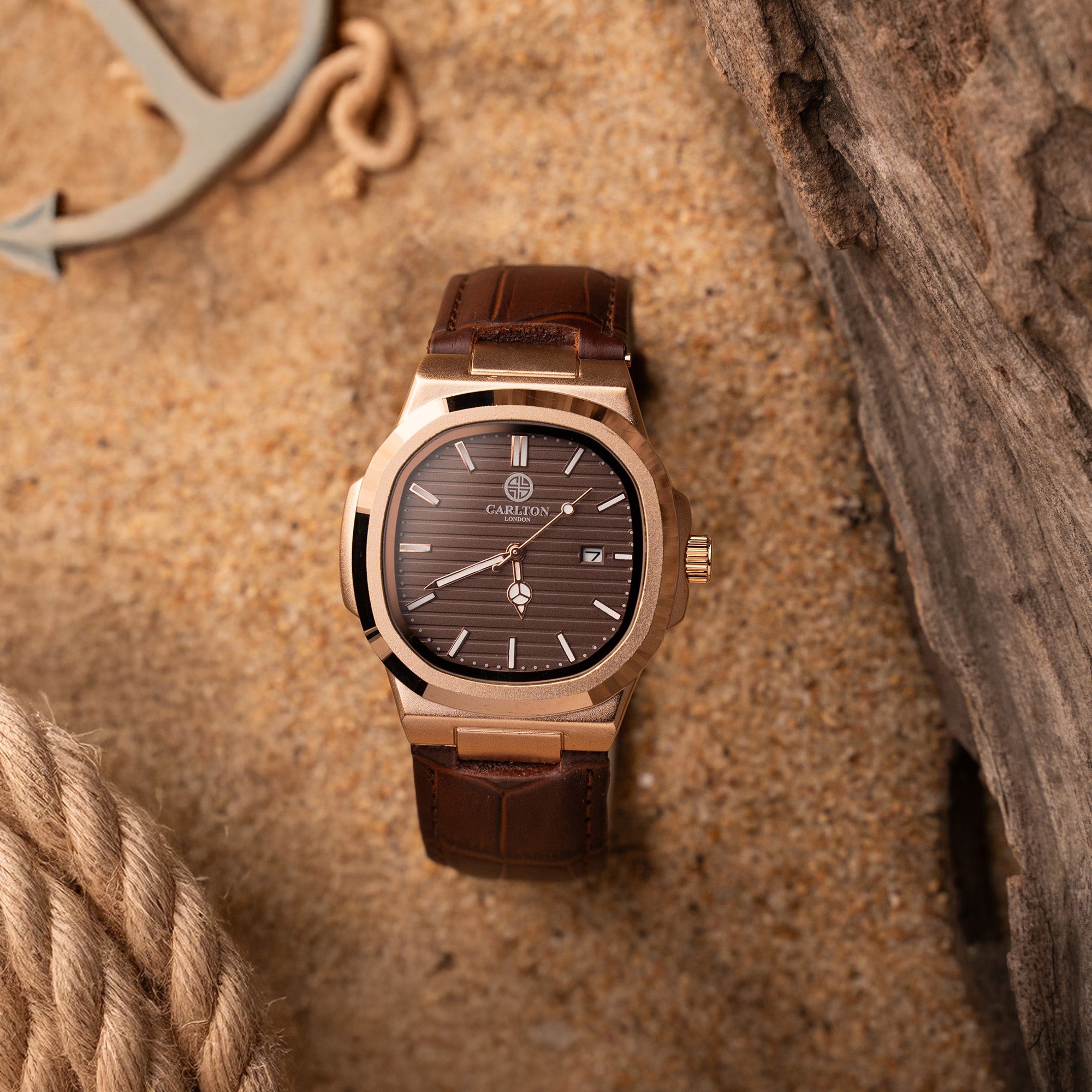 Jordan: Mens Brown Leather Analog Watch