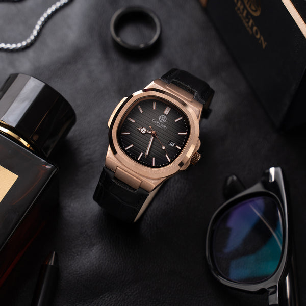 Jordan : Mens Black Leather Analog Watch