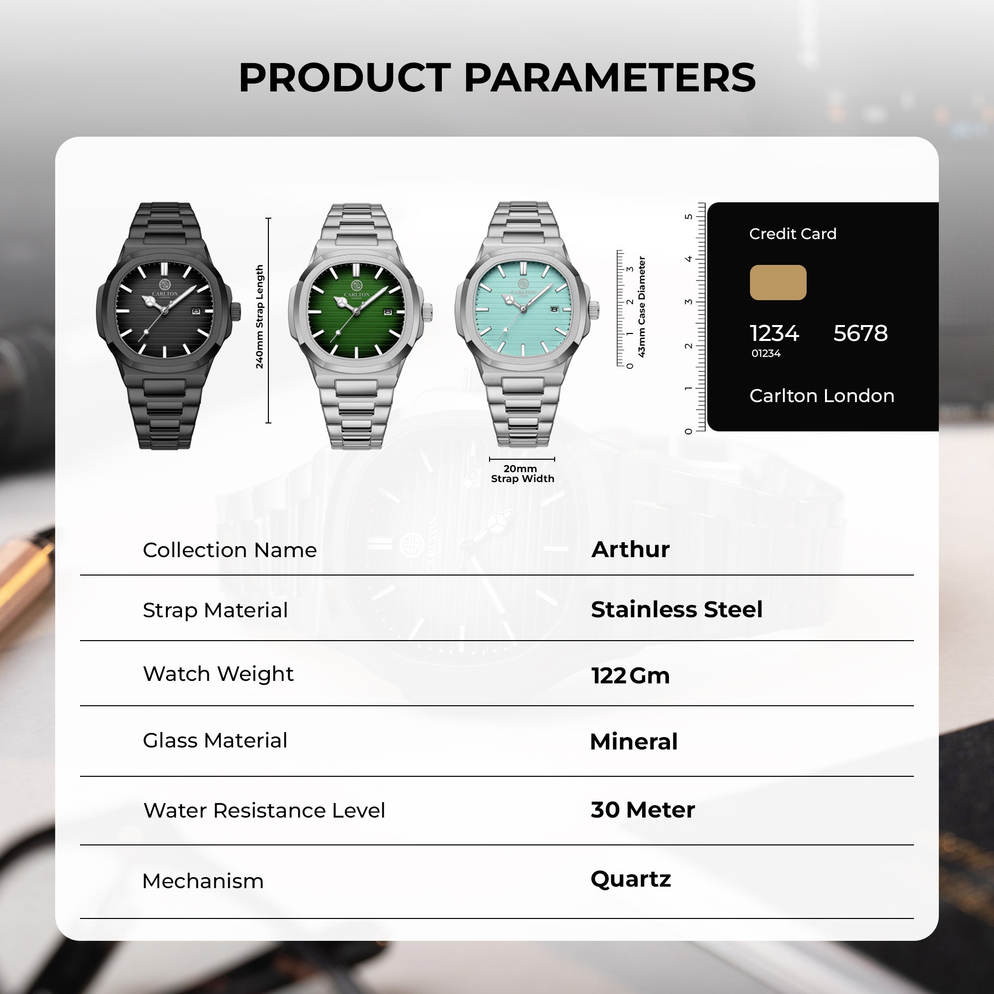 Arthur: Men's Green/Silver Stainless Steel Analog Watch - CLSGRNNM