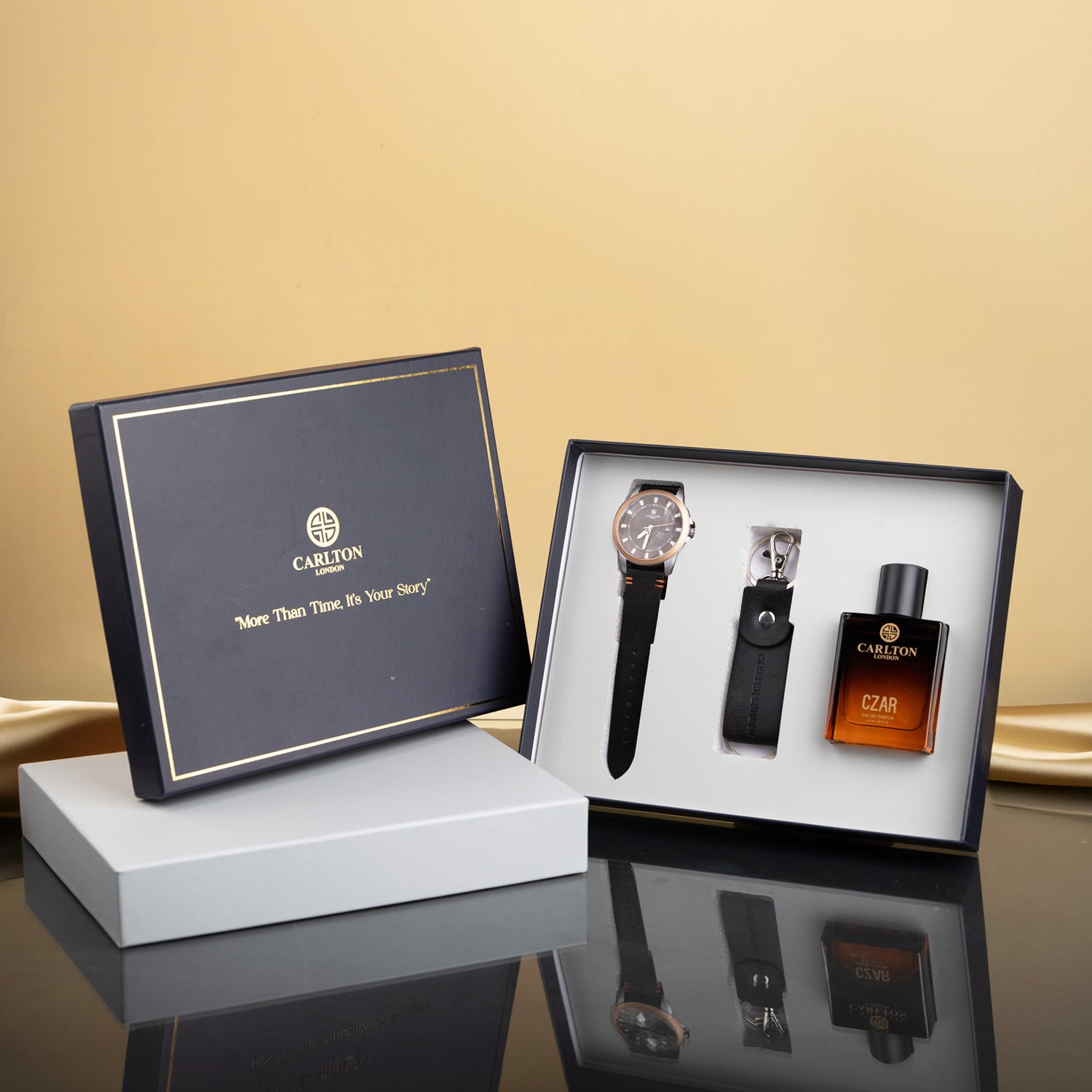 Men Gift Set of 3 Czar Perfume + Watch + Key Chain
