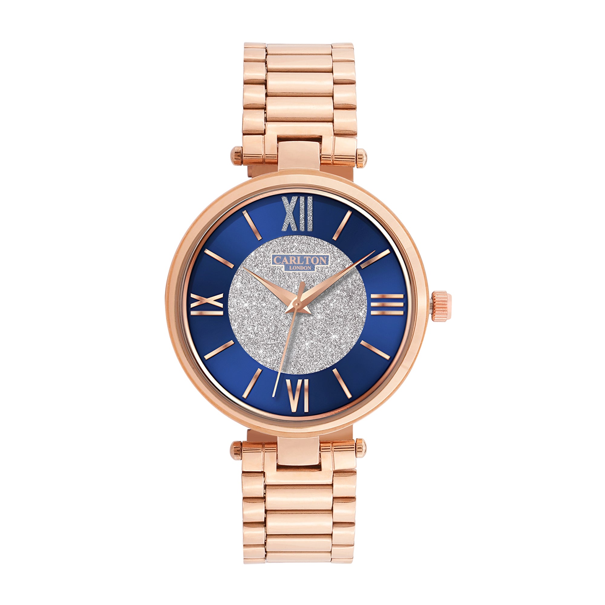 Women Gold/Blue Stainless Steel Analog Watch